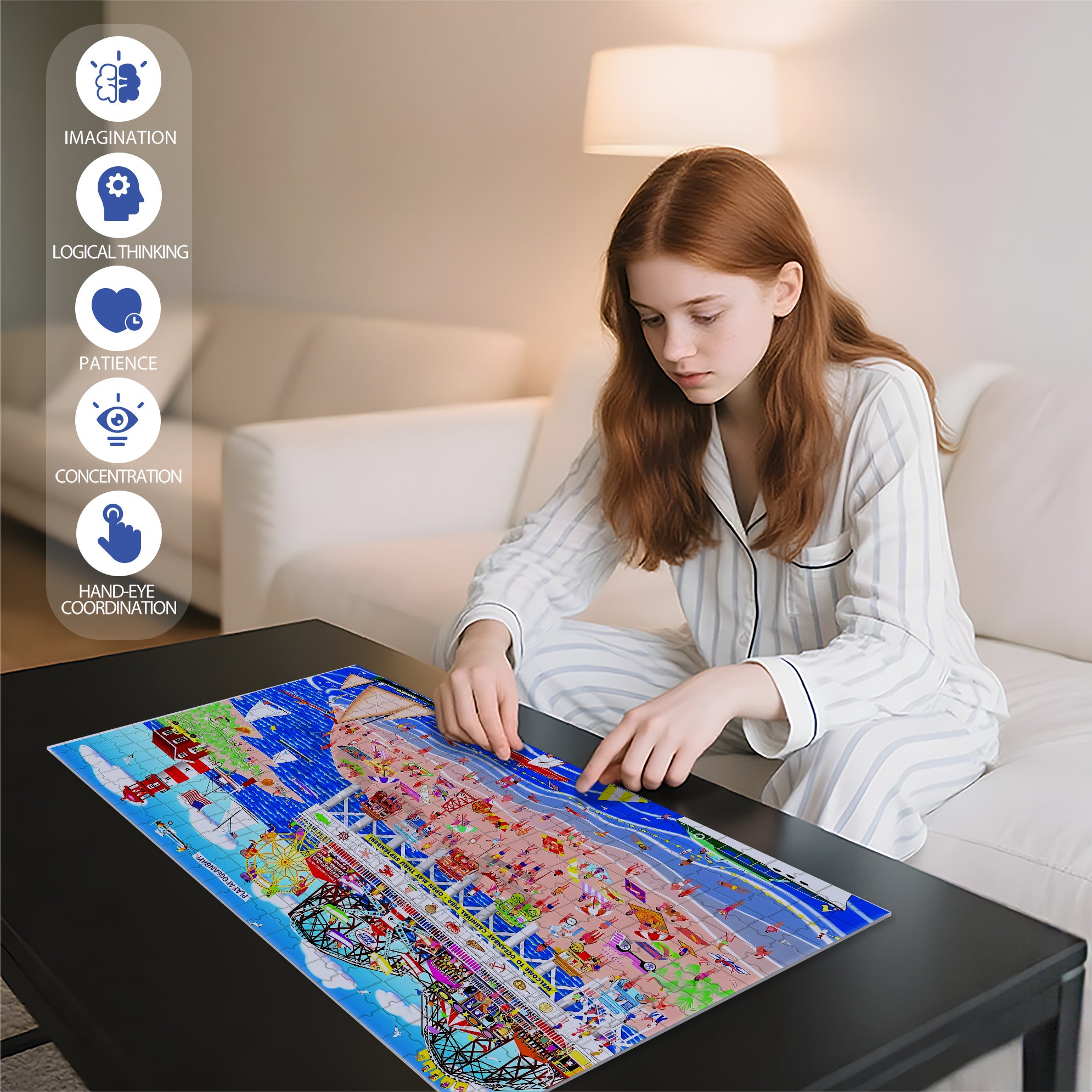 Bathing Beach 500pcs/1000pcs Jigsaw Puzzle, Scratch-Resistant, Interactive Family Game & Brain-Boosting DIY Decor, Perfect for Halloween, Christmas & New Year Gifts, Family Puzzle Game