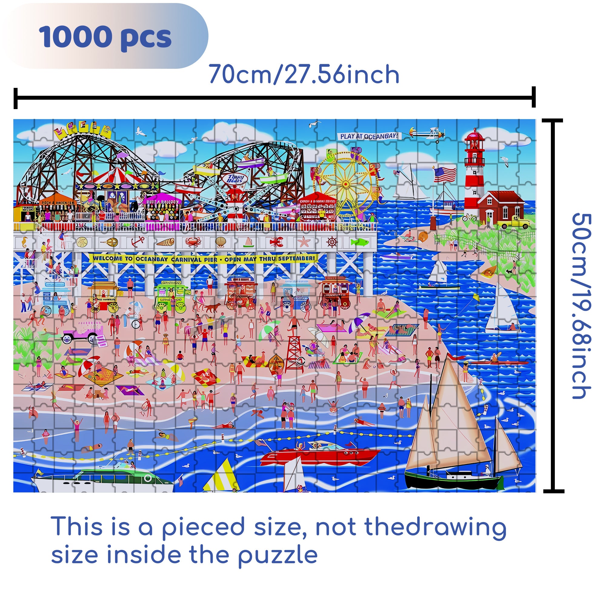 Bathing Beach 500pcs/1000pcs Jigsaw Puzzle, Scratch-Resistant, Interactive Family Game & Brain-Boosting DIY Decor, Perfect for Halloween, Christmas & New Year Gifts, Family Puzzle Game