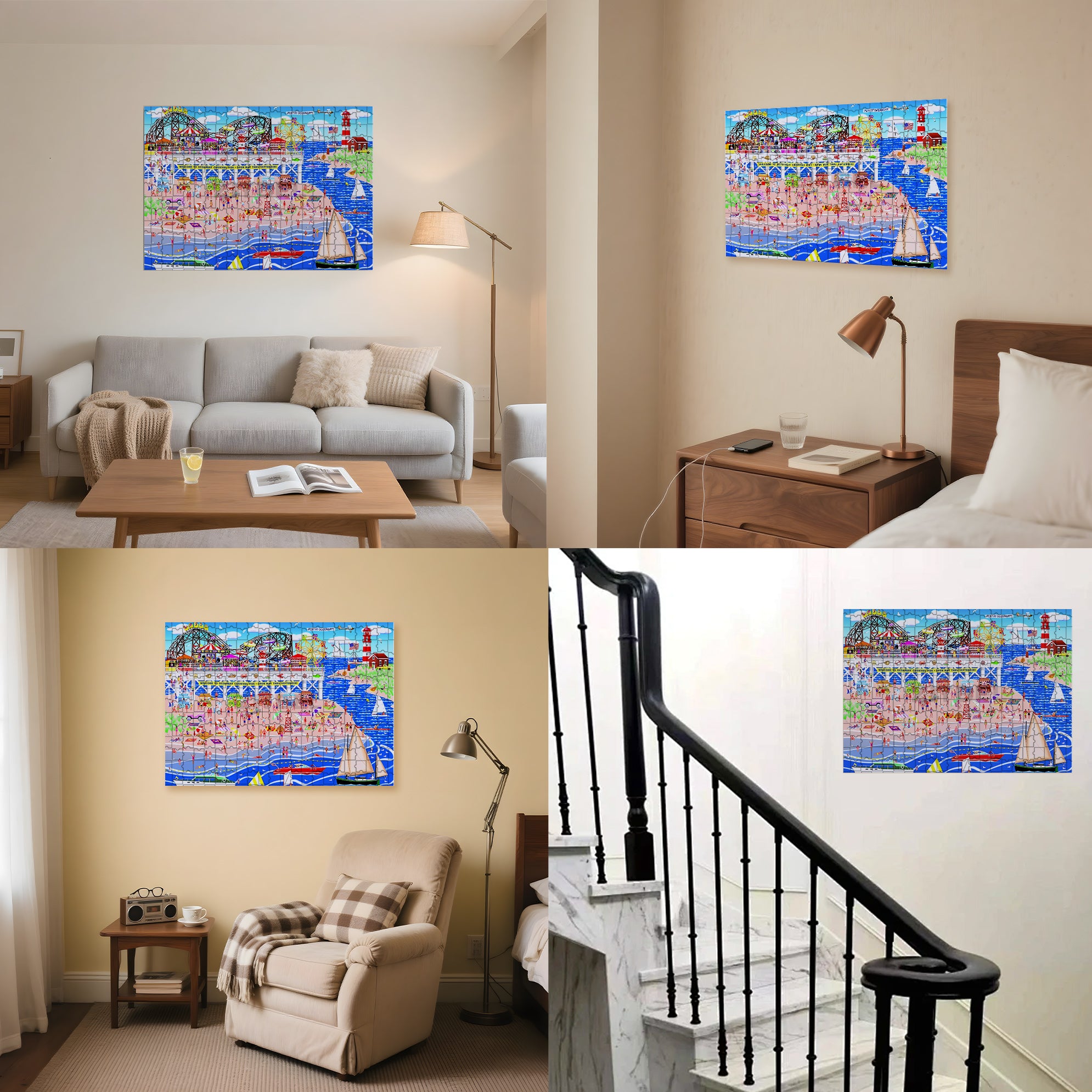 Bathing Beach 500pcs/1000pcs Jigsaw Puzzle, Scratch-Resistant, Interactive Family Game & Brain-Boosting DIY Decor, Perfect for Halloween, Christmas & New Year Gifts, Family Puzzle Game