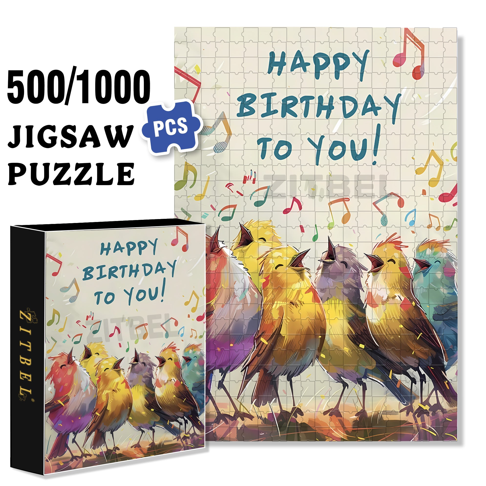 Birthday 500pcs/1000pcs Jigsaw Puzzle, Scratch-Resistant, Interactive Family Game & Brain-Boosting DIY Decor, Perfect for Halloween, Christmas & New Year Gifts, Family Puzzle Game