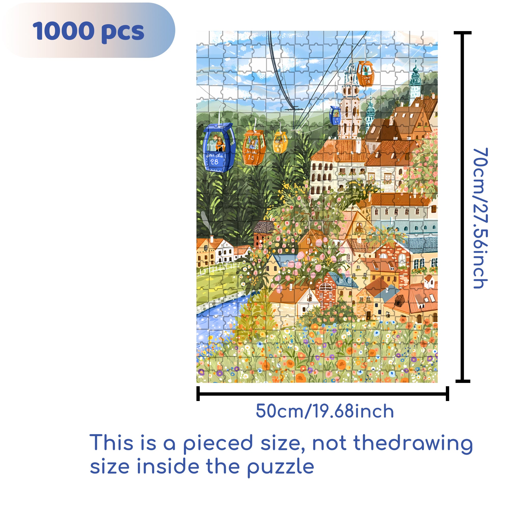 Cable Car 500pcs/1000pcs Jigsaw Puzzle, Scratch-Resistant, Interactive Family Game & Brain-Boosting DIY Decor, Perfect for Halloween, Christmas & New Year Gifts, Family Puzzle Game