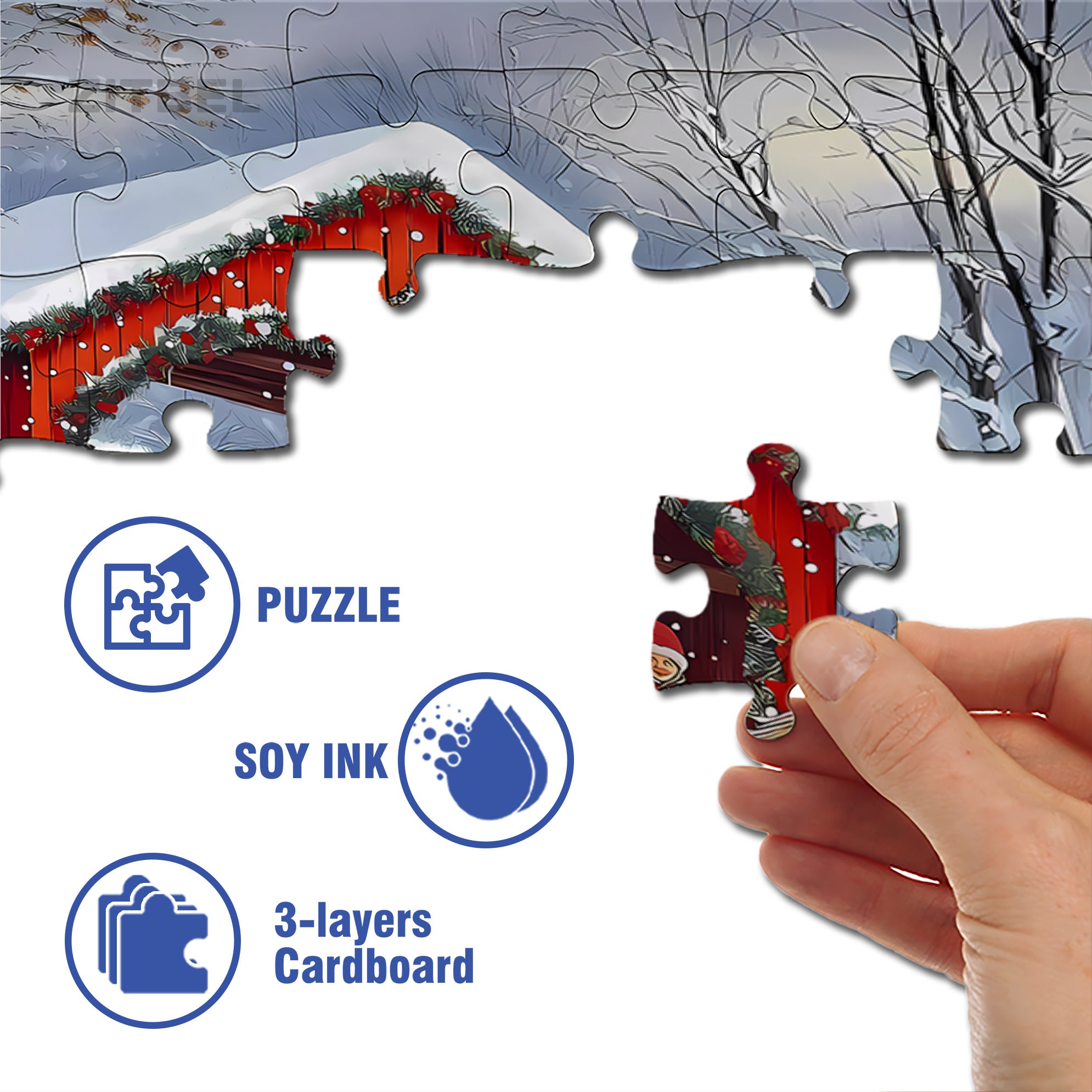 Carriage 500pcs/1000pcs Jigsaw Puzzle, Scratch-Resistant, Interactive Family Game & Brain-Boosting DIY Decor, Perfect for Halloween, Christmas & New Year Gifts, Family Puzzle Game