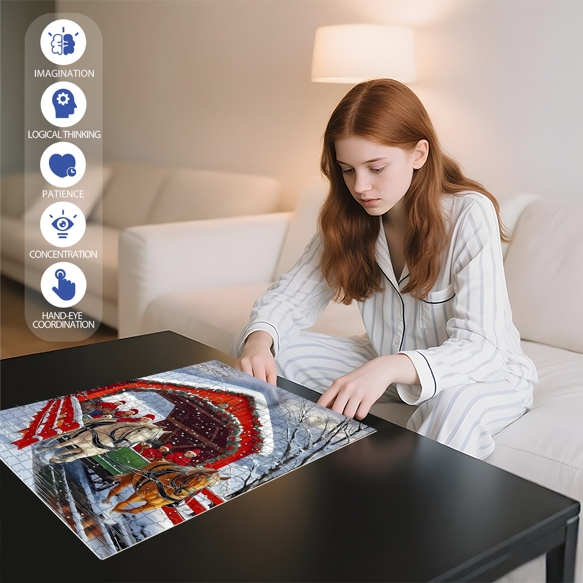 Carriage 500pcs/1000pcs Jigsaw Puzzle, Scratch-Resistant, Interactive Family Game & Brain-Boosting DIY Decor, Perfect for Halloween, Christmas & New Year Gifts, Family Puzzle Game