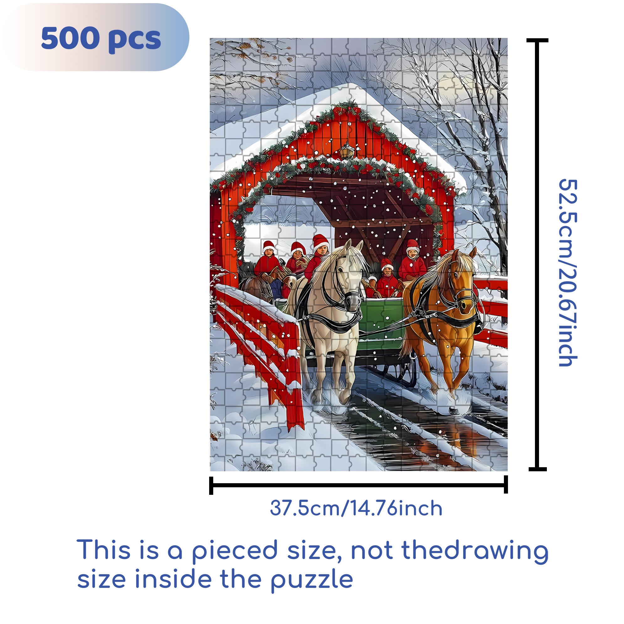 Carriage 500pcs/1000pcs Jigsaw Puzzle, Scratch-Resistant, Interactive Family Game & Brain-Boosting DIY Decor, Perfect for Halloween, Christmas & New Year Gifts, Family Puzzle Game