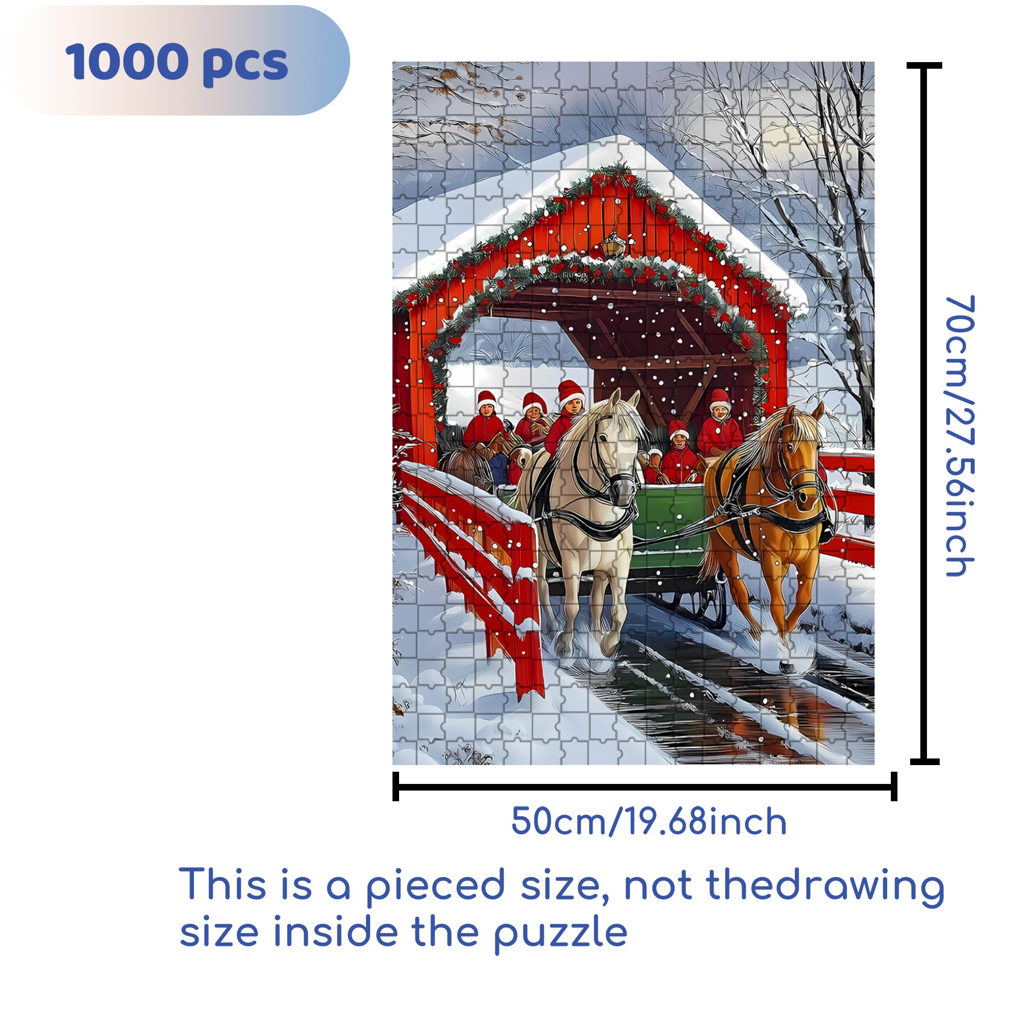 Carriage 500pcs/1000pcs Jigsaw Puzzle, Scratch-Resistant, Interactive Family Game & Brain-Boosting DIY Decor, Perfect for Halloween, Christmas & New Year Gifts, Family Puzzle Game