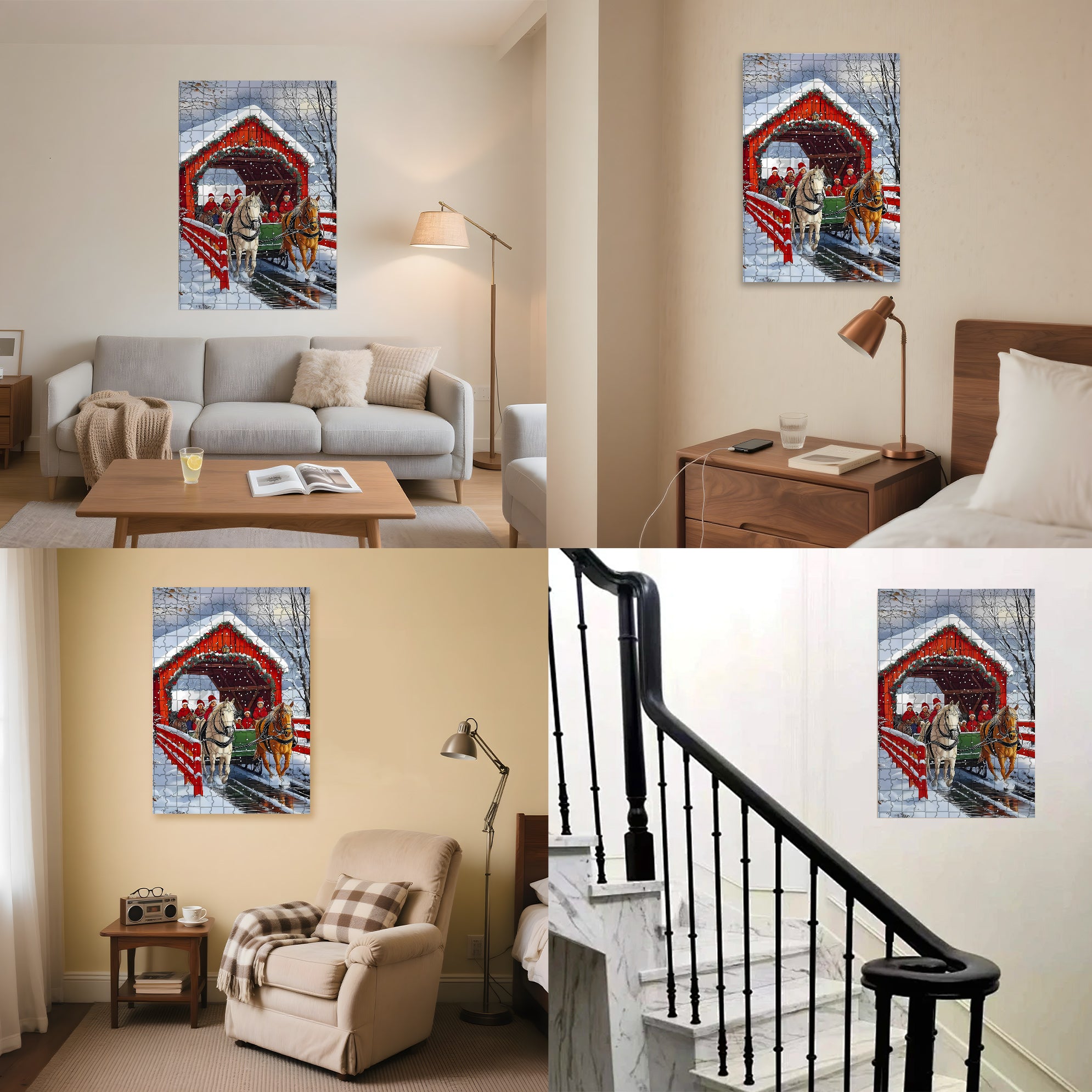 Carriage 500pcs/1000pcs Jigsaw Puzzle, Scratch-Resistant, Interactive Family Game & Brain-Boosting DIY Decor, Perfect for Halloween, Christmas & New Year Gifts, Family Puzzle Game