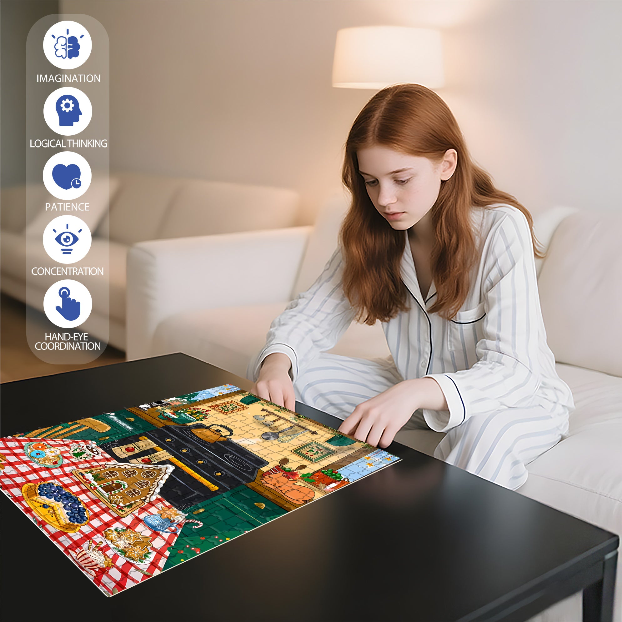 Christmas Afternoon Tea 500pcs/1000pcs Jigsaw Puzzle, Scratch-Resistant, Interactive Family Game & Brain-Boosting DIY Decor, Perfect for Halloween, Christmas & New Year Gifts, Family Puzzle Game