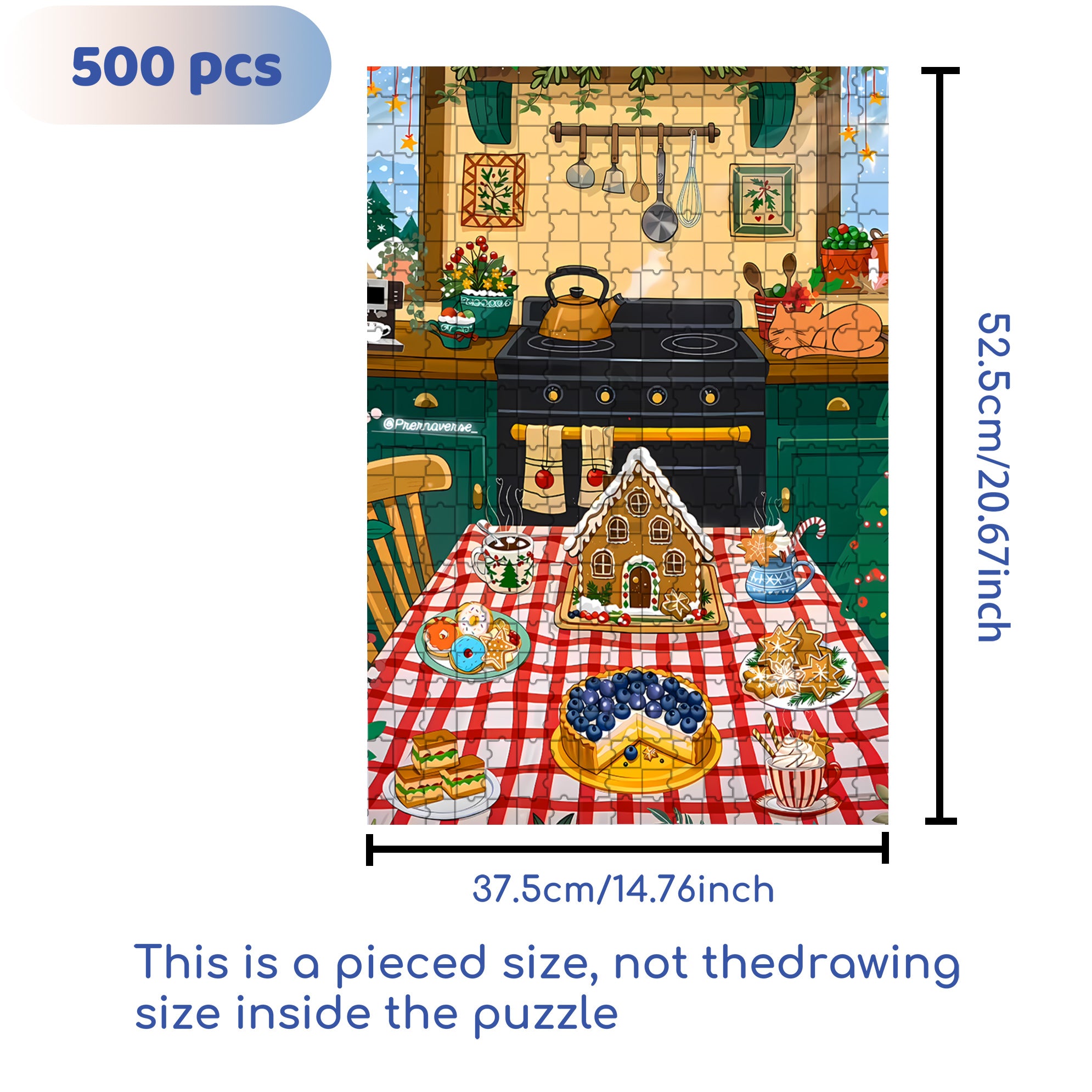 Christmas Afternoon Tea 500pcs/1000pcs Jigsaw Puzzle, Scratch-Resistant, Interactive Family Game & Brain-Boosting DIY Decor, Perfect for Halloween, Christmas & New Year Gifts, Family Puzzle Game