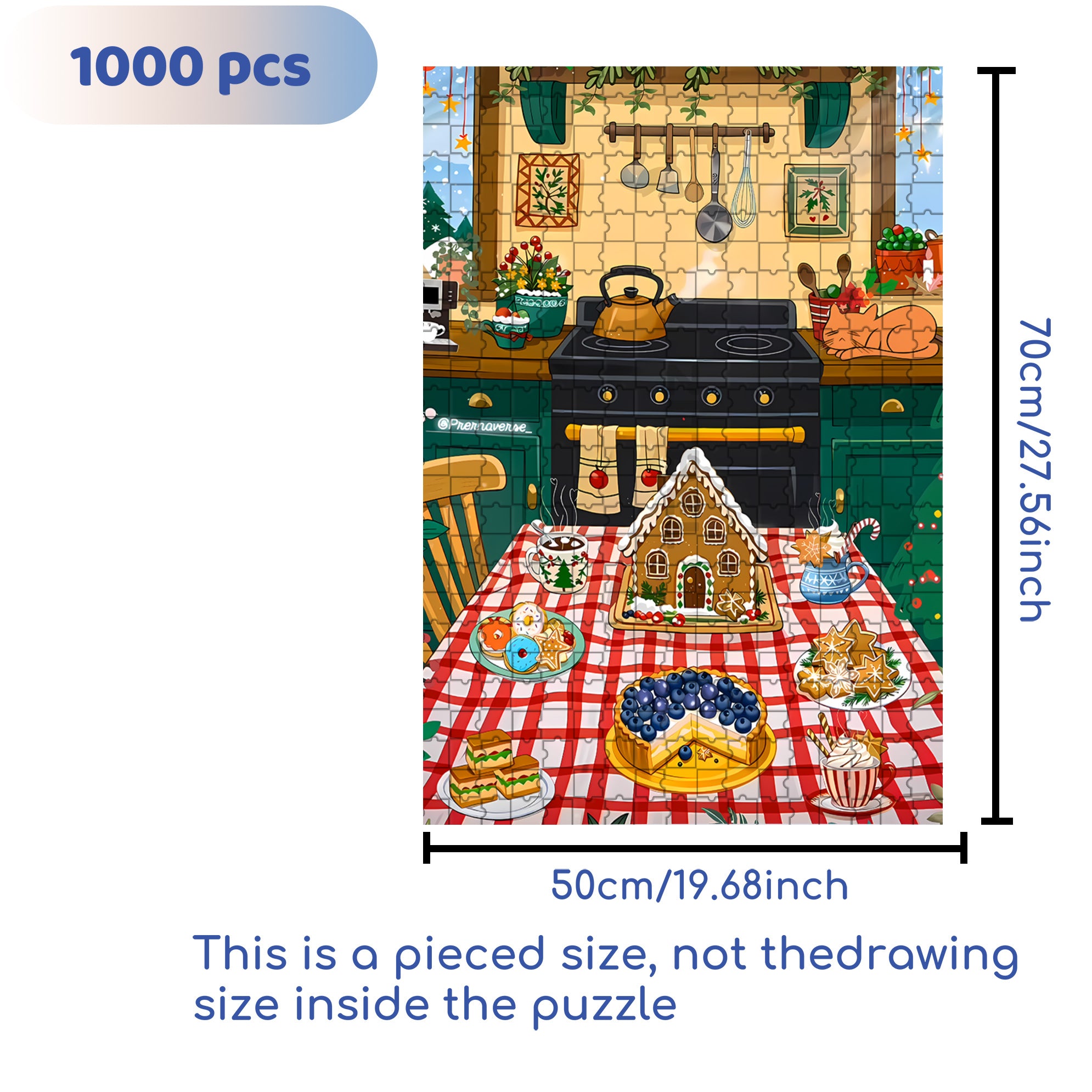 Christmas Afternoon Tea 500pcs/1000pcs Jigsaw Puzzle, Scratch-Resistant, Interactive Family Game & Brain-Boosting DIY Decor, Perfect for Halloween, Christmas & New Year Gifts, Family Puzzle Game