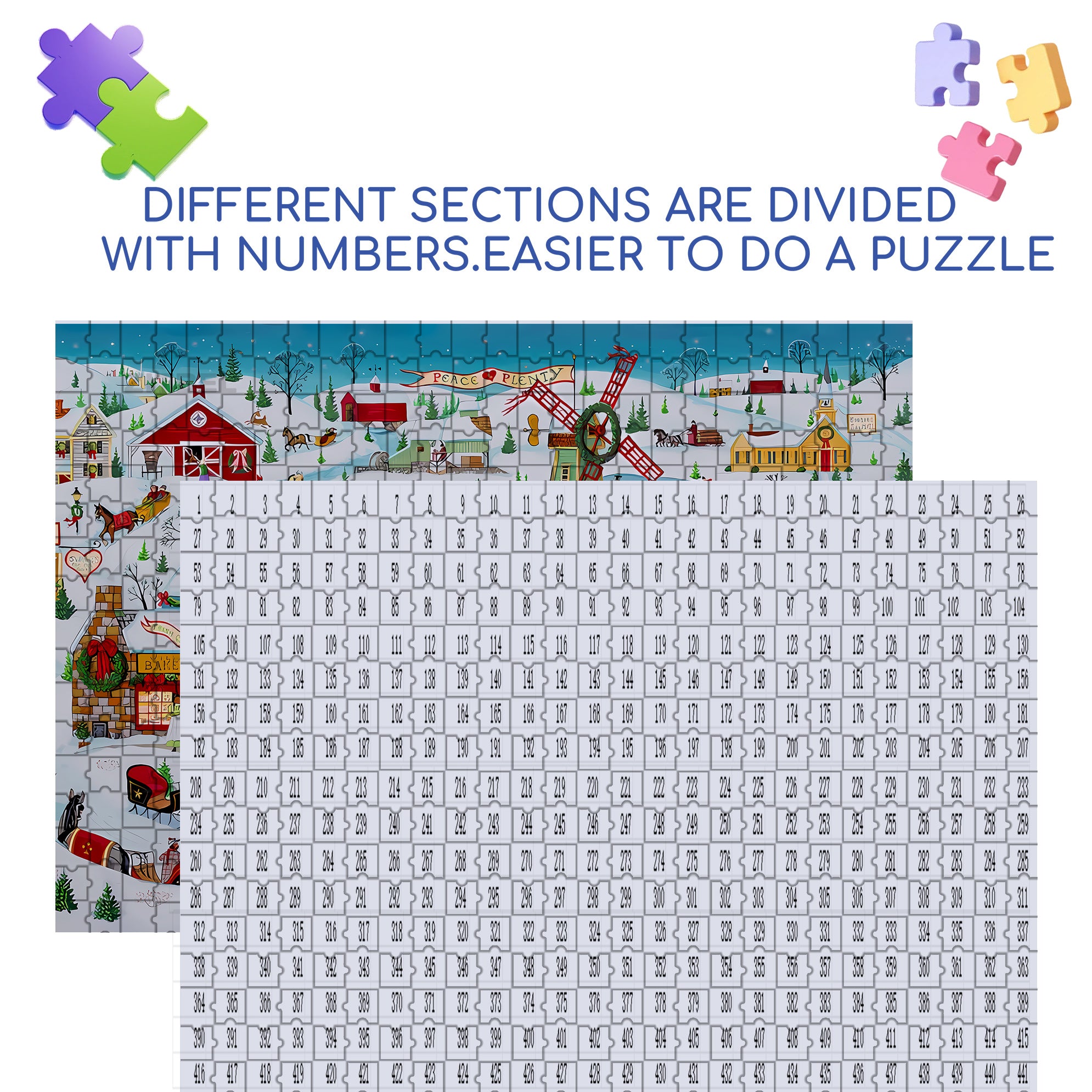 Christmas in Our Town 500pcs/1000pcs Jigsaw Puzzle, Scratch-Resistant, Interactive Family Game & Brain-Boosting DIY Decor, Perfect for Halloween, Christmas & New Year Gifts, Family Puzzle Game