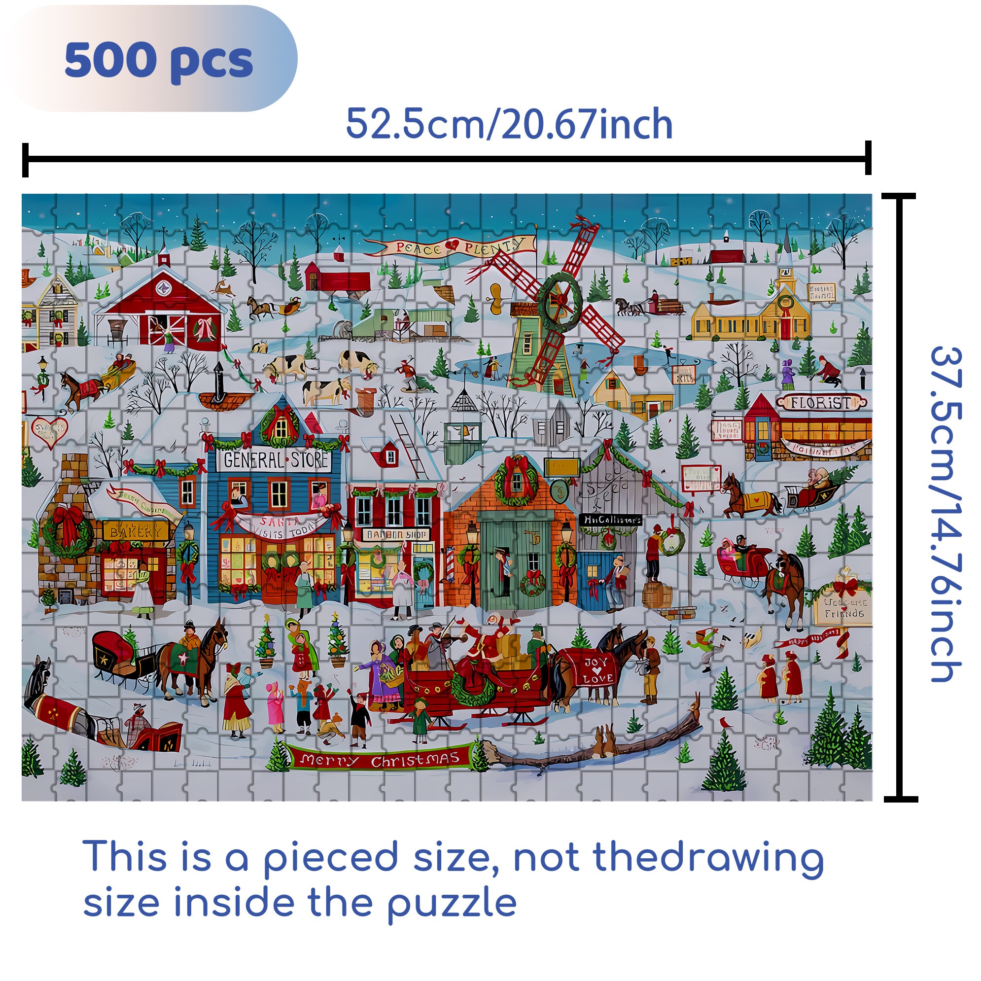 Christmas in Our Town 500pcs/1000pcs Jigsaw Puzzle, Scratch-Resistant, Interactive Family Game & Brain-Boosting DIY Decor, Perfect for Halloween, Christmas & New Year Gifts, Family Puzzle Game
