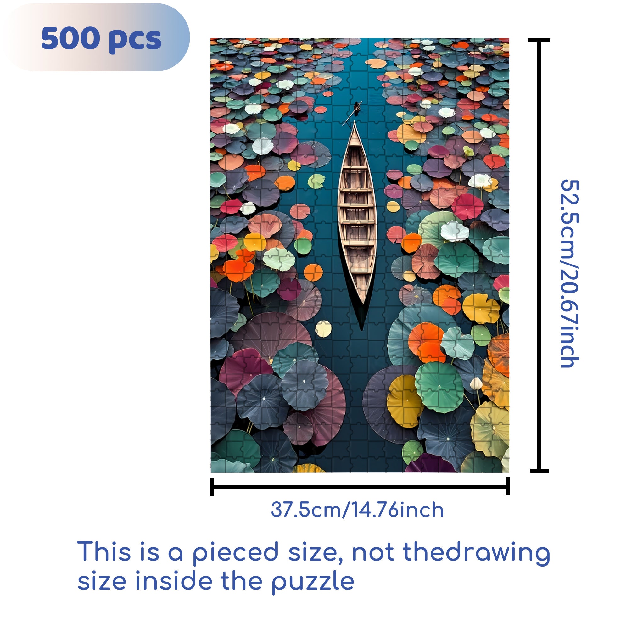 Colorful Lotus Leaves 500pcs/1000pcs Jigsaw Puzzle, Scratch-Resistant, Interactive Family Game & Brain-Boosting DIY Decor, Perfect for Halloween, Christmas & New Year Gifts, Family Puzzle Game