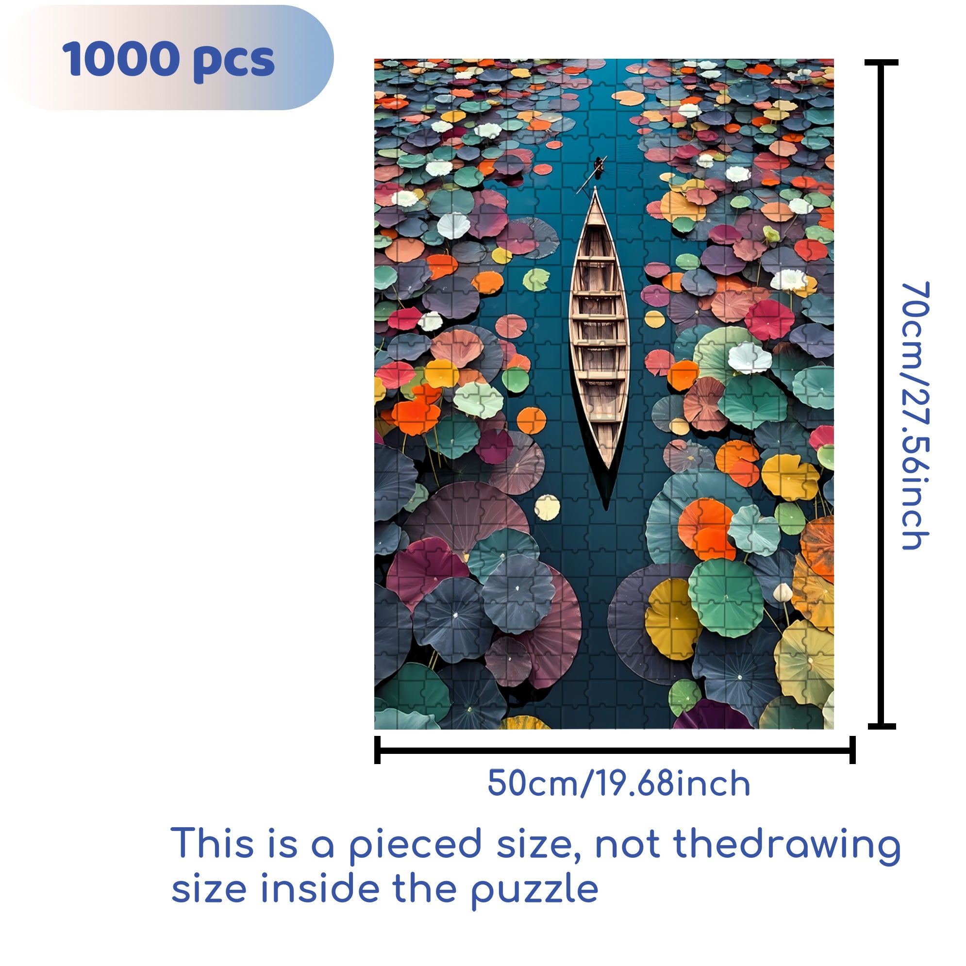 Colorful Lotus Leaves 500pcs/1000pcs Jigsaw Puzzle, Scratch-Resistant, Interactive Family Game & Brain-Boosting DIY Decor, Perfect for Halloween, Christmas & New Year Gifts, Family Puzzle Game