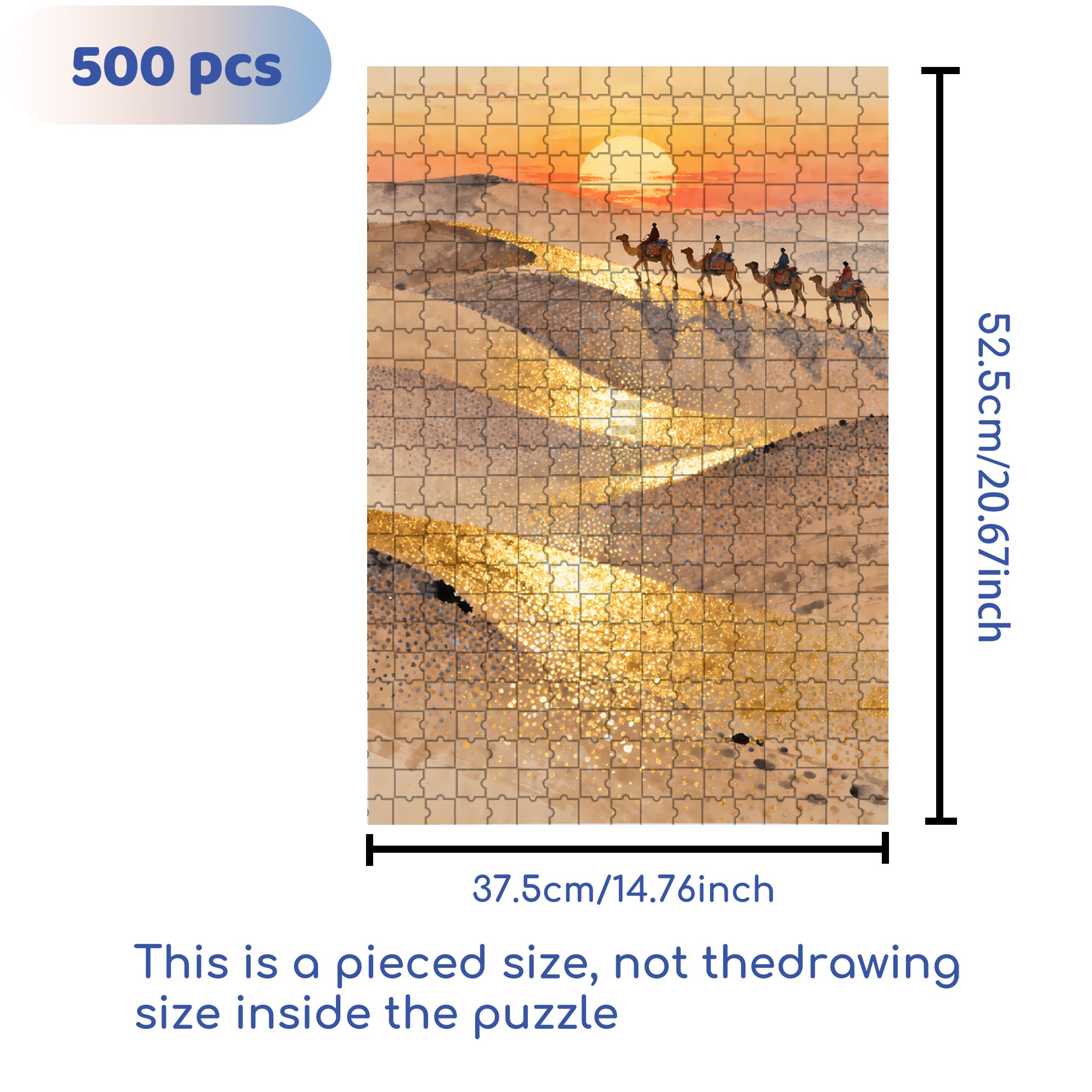 Desert Sunset 500pcs/1000pcs Jigsaw Puzzle, Scratch-Resistant, Interactive Family Game & Brain-Boosting DIY Decor, Perfect for Halloween, Christmas & New Year Gifts, Family Puzzle Game