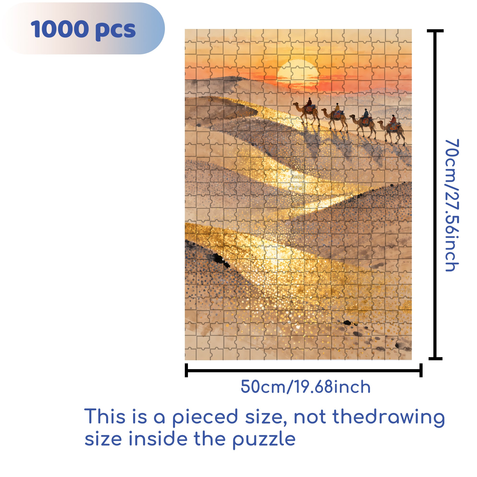 Desert Sunset 500pcs/1000pcs Jigsaw Puzzle, Scratch-Resistant, Interactive Family Game & Brain-Boosting DIY Decor, Perfect for Halloween, Christmas & New Year Gifts, Family Puzzle Game