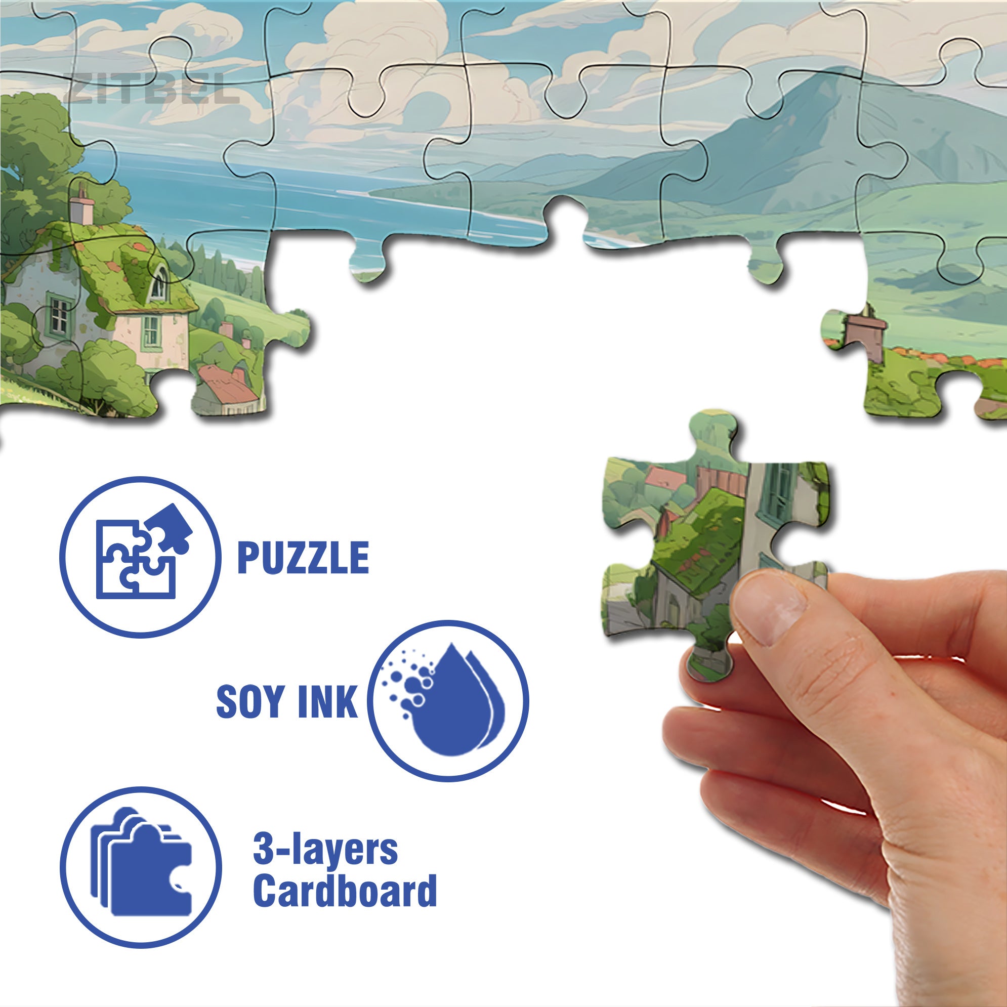 Double-decker Tram 500pcs/1000pcs Jigsaw Puzzle, Scratch-Resistant, Interactive Family Game & Brain-Boosting DIY Decor, Perfect for Halloween, Christmas & New Year Gifts, Family Puzzle Game