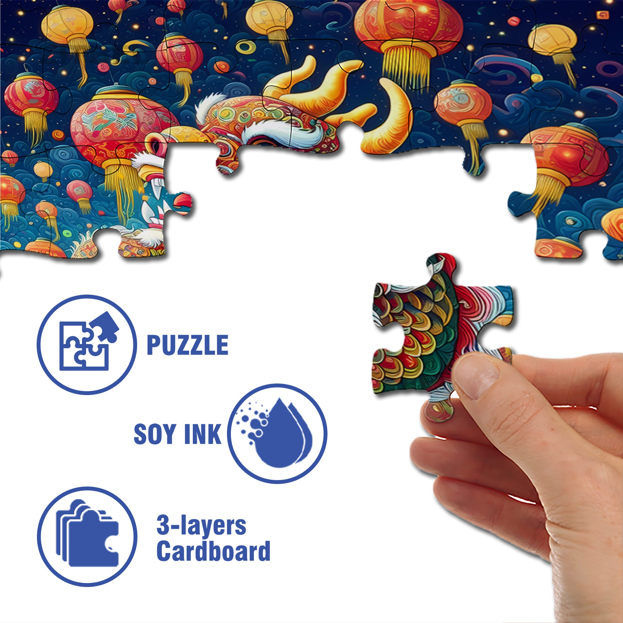 Dragon Dance 500pcs/1000pcs Jigsaw Puzzle, Scratch-Resistant, Interactive Family Game & Brain-Boosting DIY Decor, Perfect for Halloween, Christmas & New Year Gifts, Family Puzzle Game