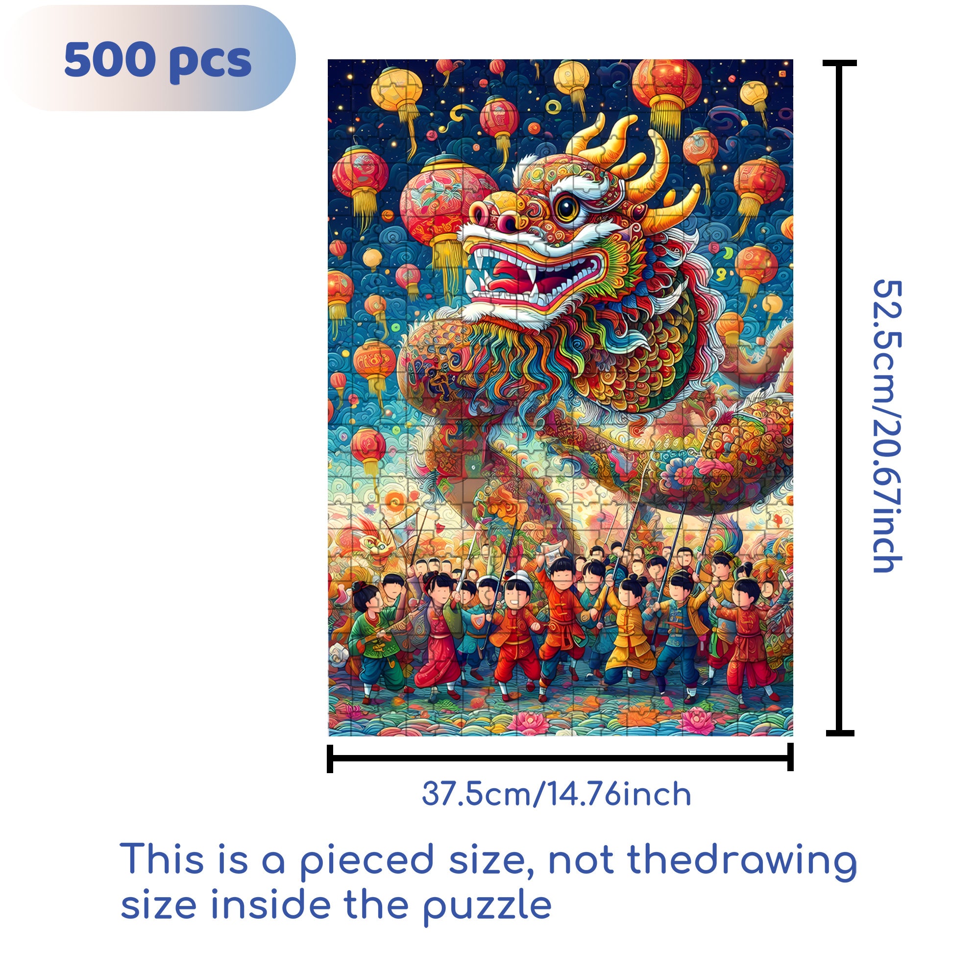 Dragon Dance 500pcs/1000pcs Jigsaw Puzzle, Scratch-Resistant, Interactive Family Game & Brain-Boosting DIY Decor, Perfect for Halloween, Christmas & New Year Gifts, Family Puzzle Game