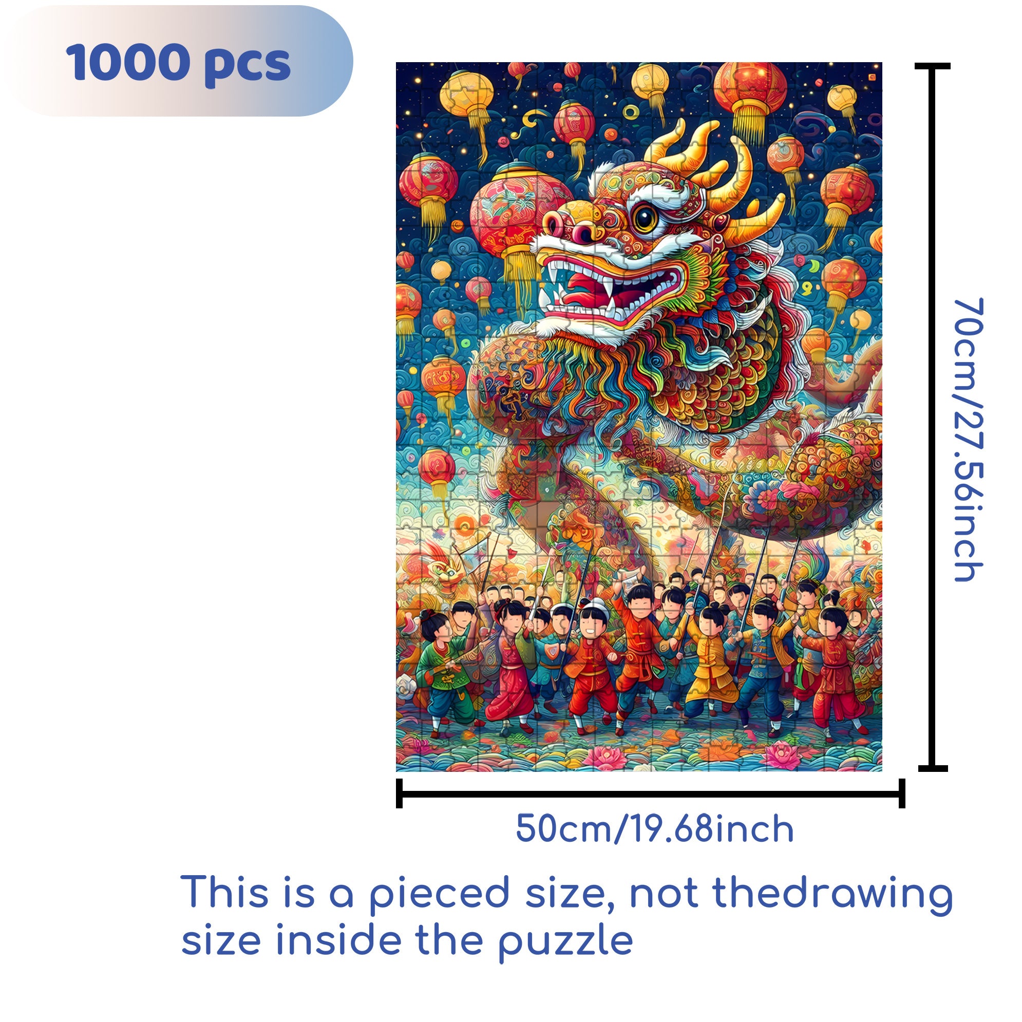 Dragon Dance 500pcs/1000pcs Jigsaw Puzzle, Scratch-Resistant, Interactive Family Game & Brain-Boosting DIY Decor, Perfect for Halloween, Christmas & New Year Gifts, Family Puzzle Game