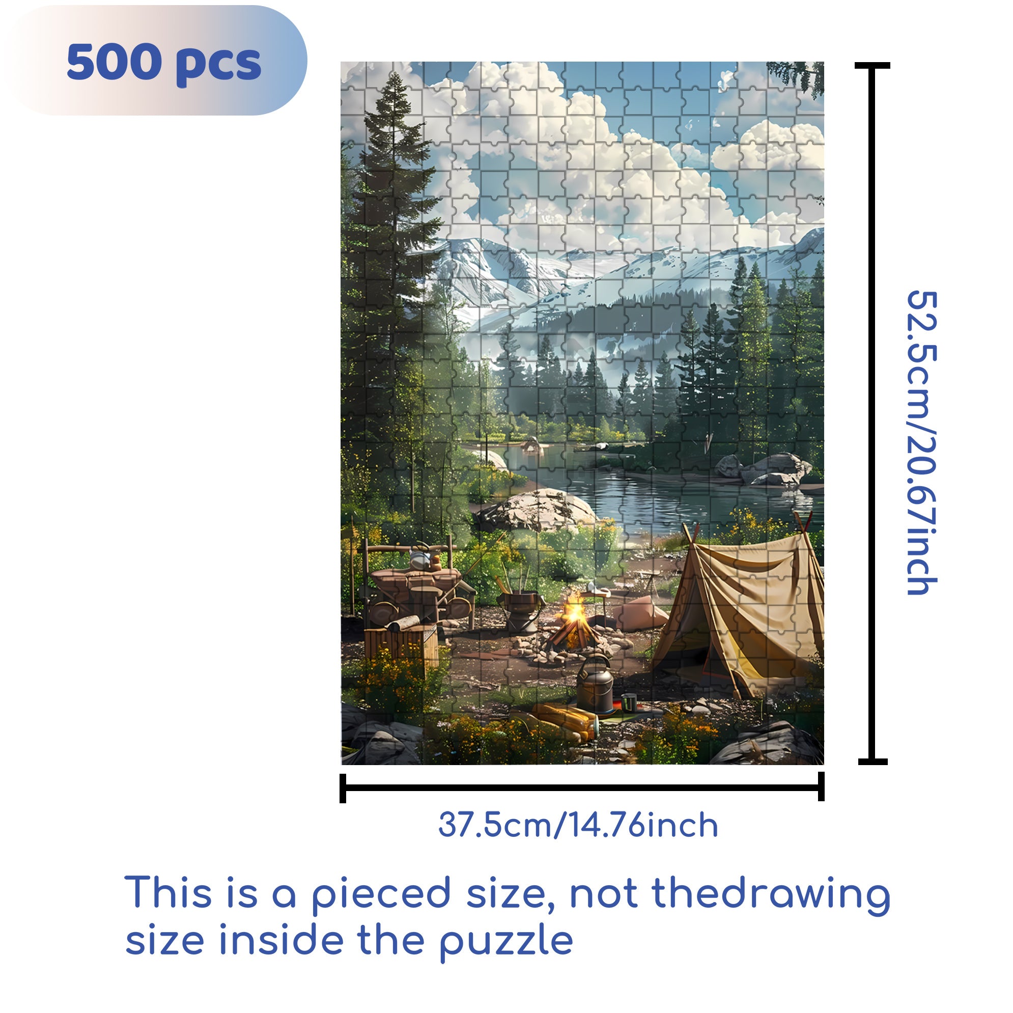 Forest Camping 500pcs/1000pcs Jigsaw Puzzle, Scratch-Resistant, Interactive Family Game & Brain-Boosting DIY Decor, Perfect for Halloween, Christmas & New Year Gifts, Family Puzzle Game