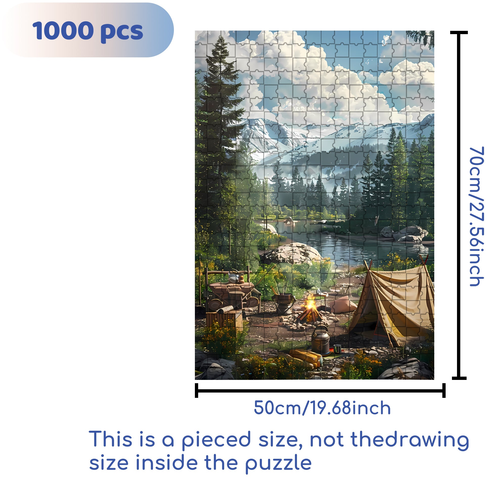 Forest Camping 500pcs/1000pcs Jigsaw Puzzle, Scratch-Resistant, Interactive Family Game & Brain-Boosting DIY Decor, Perfect for Halloween, Christmas & New Year Gifts, Family Puzzle Game