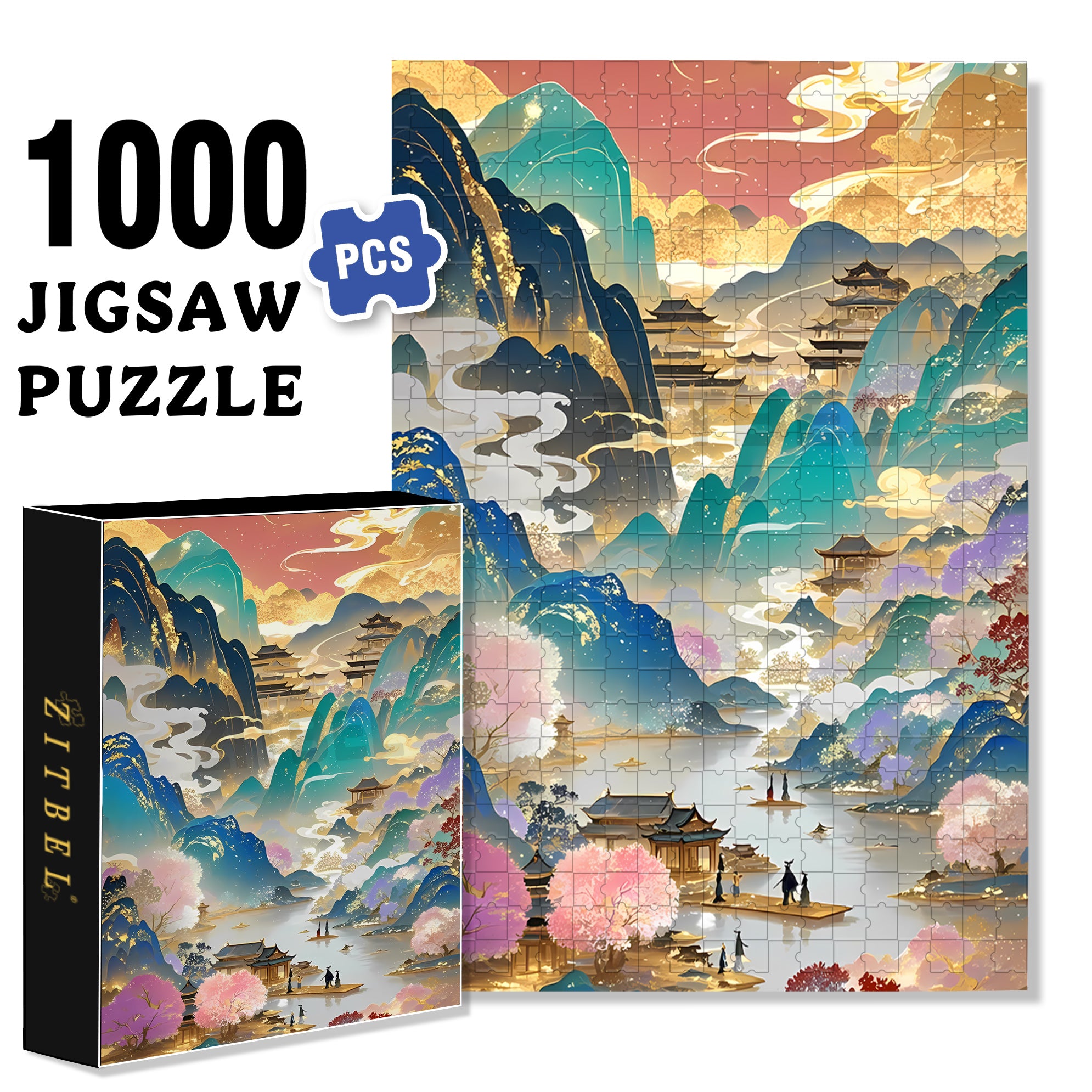 Green Landscape 500pcs/1000pcs Jigsaw Puzzle, Scratch-Resistant, Interactive Family Game & Brain-Boosting DIY Decor, Perfect for Halloween, Christmas & New Year Gifts, Family Puzzle Game