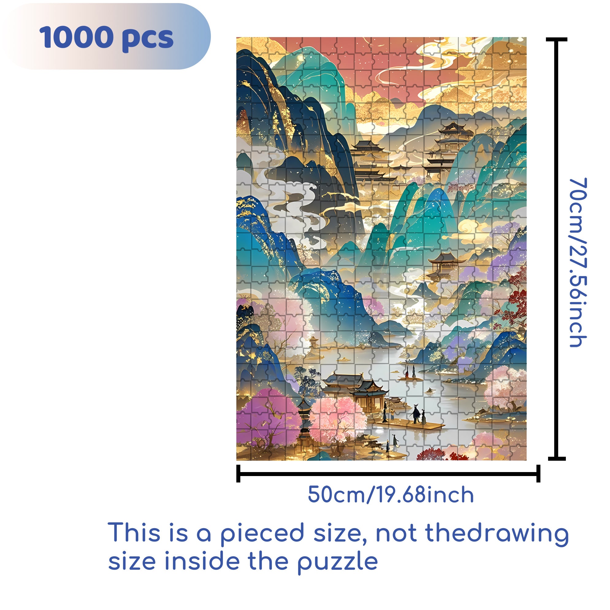 Green Landscape 500pcs/1000pcs Jigsaw Puzzle, Scratch-Resistant, Interactive Family Game & Brain-Boosting DIY Decor, Perfect for Halloween, Christmas & New Year Gifts, Family Puzzle Game