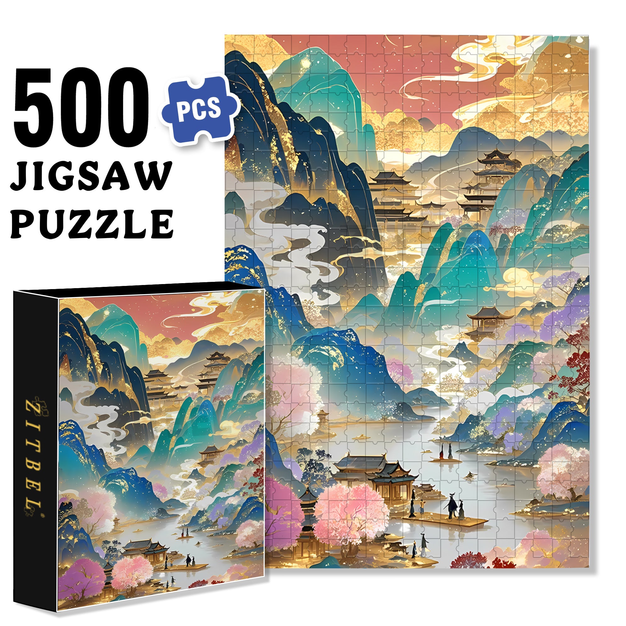 Green Landscape 500pcs/1000pcs Jigsaw Puzzle, Scratch-Resistant, Interactive Family Game & Brain-Boosting DIY Decor, Perfect for Halloween, Christmas & New Year Gifts, Family Puzzle Game