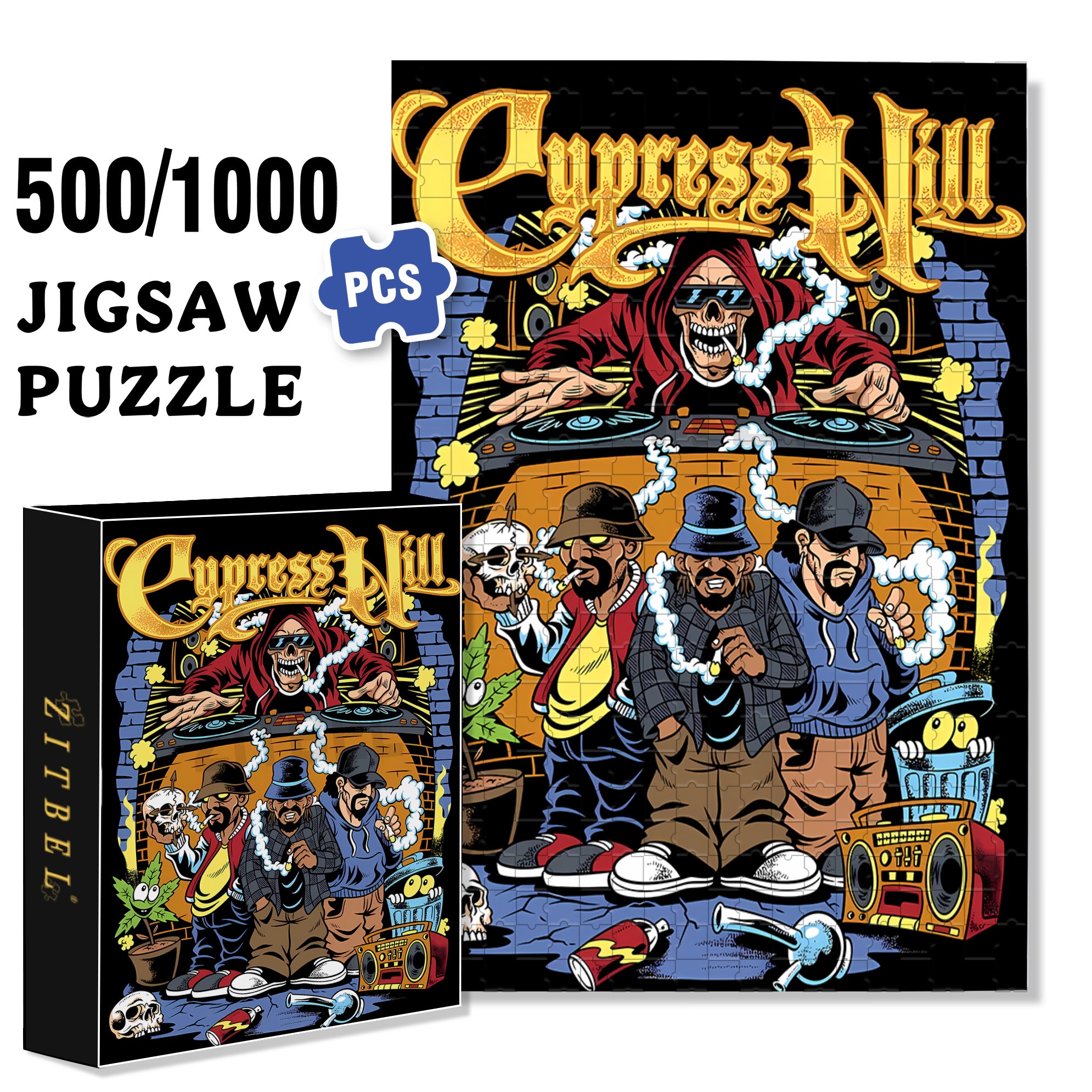 Hill 500pcs/1000pcs Jigsaw Puzzle, Scratch-Resistant, Interactive Family Game & Brain-Boosting DIY Decor, Perfect for Halloween, Christmas & New Year Gifts, Family Puzzle Game