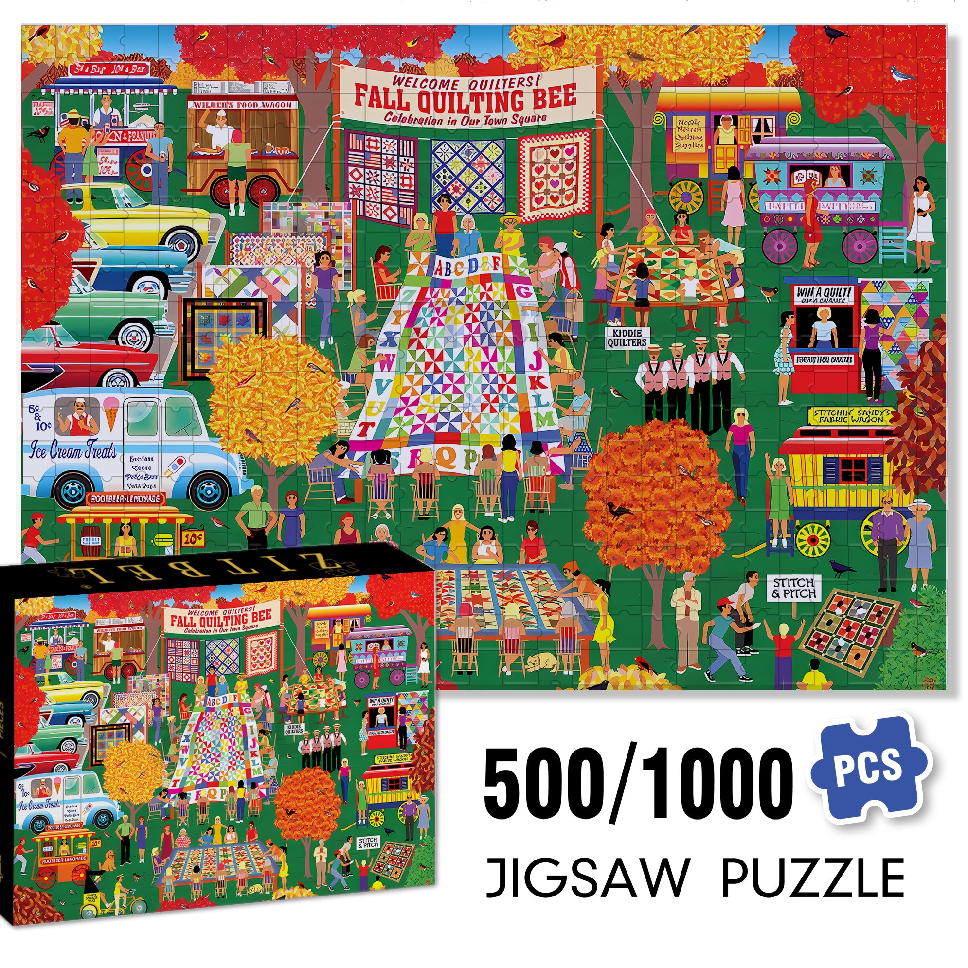 Home Country 500pcs/1000pcs Jigsaw Puzzle, Scratch-Resistant, Interactive Family Game & Brain-Boosting DIY Decor, Perfect for Halloween, Christmas & New Year Gifts, Family Puzzle Game
