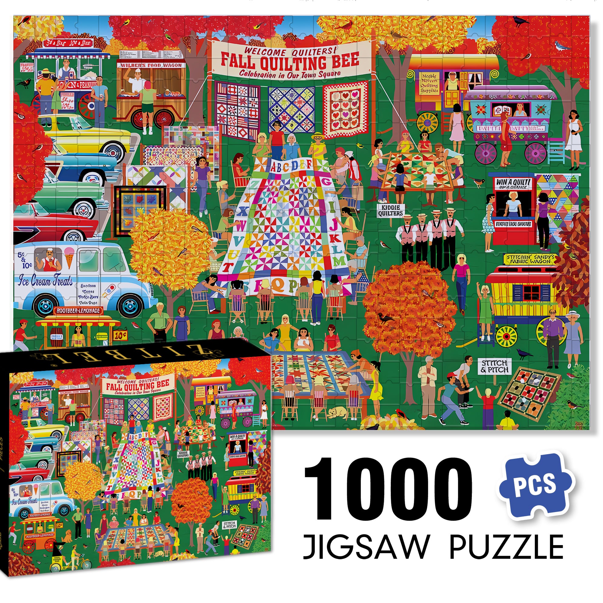 Home Country 500pcs/1000pcs Jigsaw Puzzle, Scratch-Resistant, Interactive Family Game & Brain-Boosting DIY Decor, Perfect for Halloween, Christmas & New Year Gifts, Family Puzzle Game