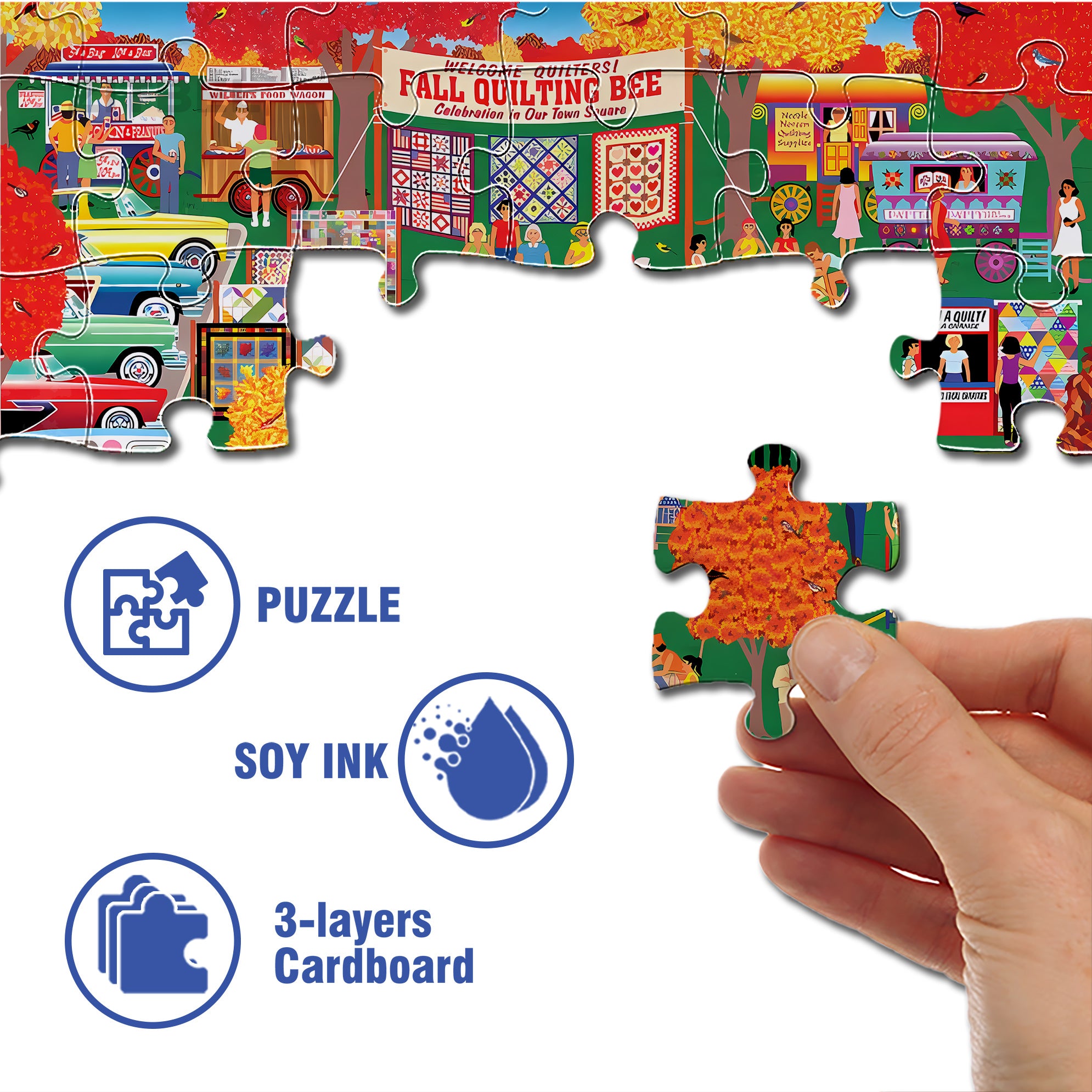 Home Country 500pcs/1000pcs Jigsaw Puzzle, Scratch-Resistant, Interactive Family Game & Brain-Boosting DIY Decor, Perfect for Halloween, Christmas & New Year Gifts, Family Puzzle Game