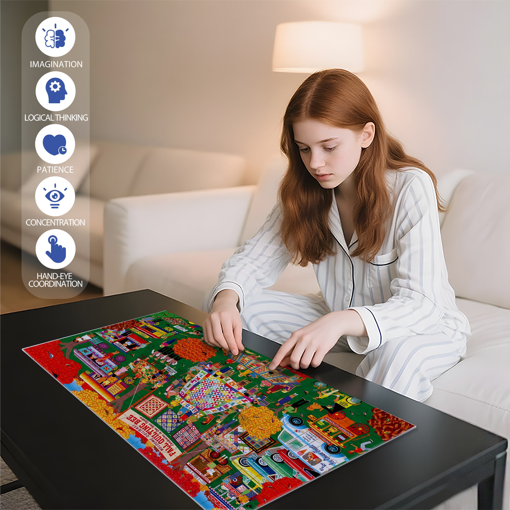 Home Country 500pcs/1000pcs Jigsaw Puzzle, Scratch-Resistant, Interactive Family Game & Brain-Boosting DIY Decor, Perfect for Halloween, Christmas & New Year Gifts, Family Puzzle Game