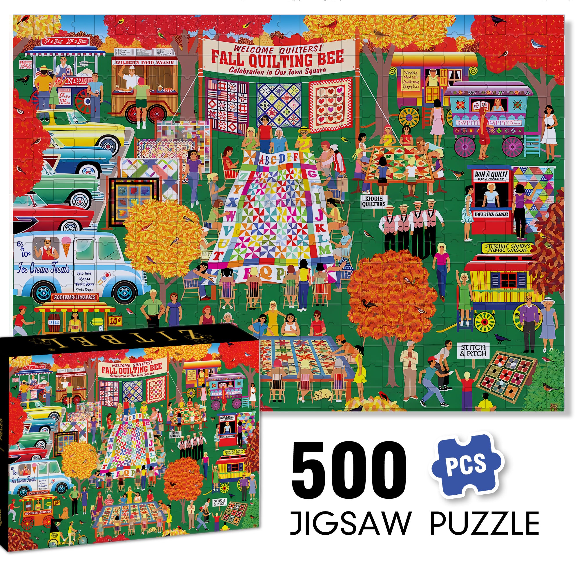 Home Country 500pcs/1000pcs Jigsaw Puzzle, Scratch-Resistant, Interactive Family Game & Brain-Boosting DIY Decor, Perfect for Halloween, Christmas & New Year Gifts, Family Puzzle Game