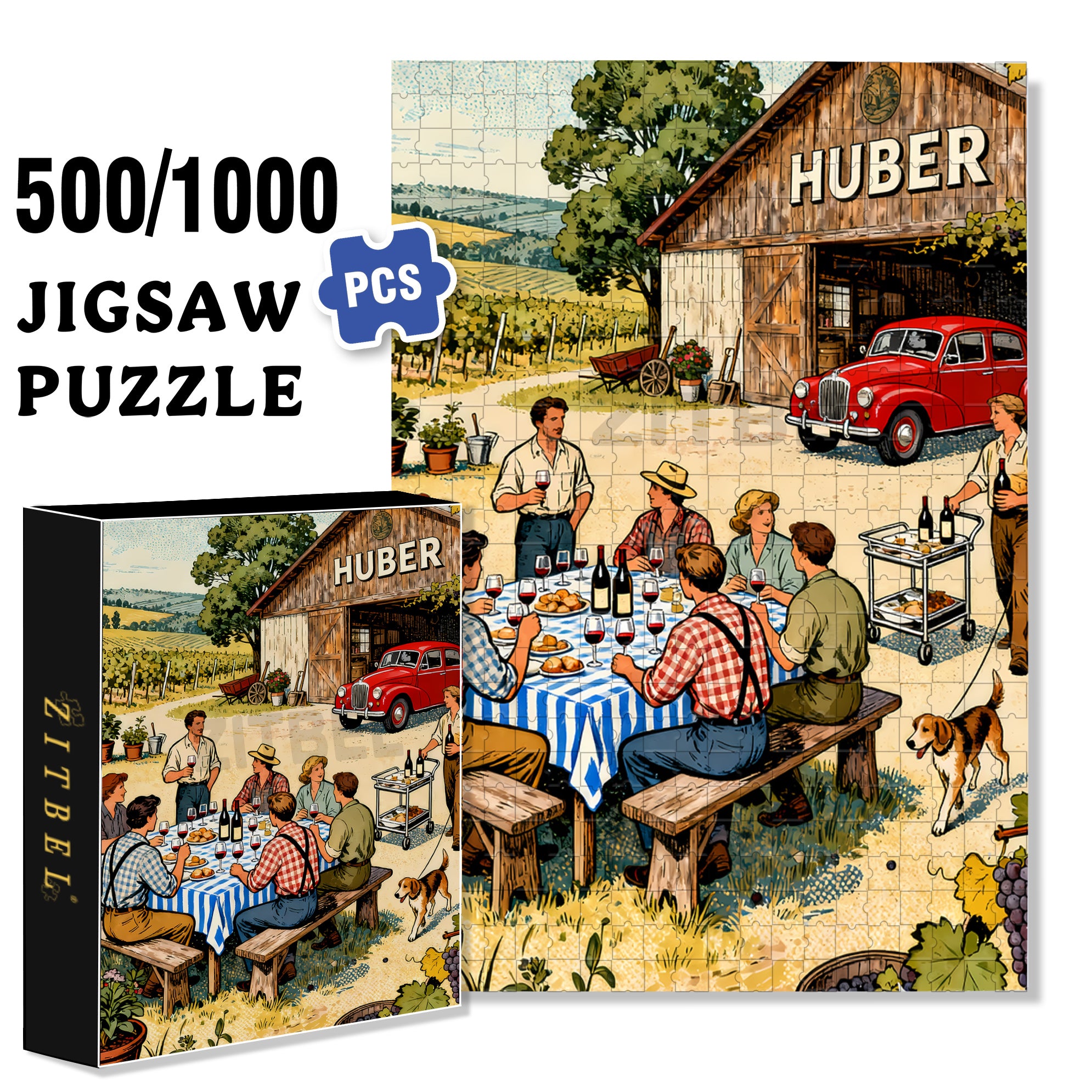 Huber 500pcs/1000pcs Jigsaw Puzzle, Scratch-Resistant, Interactive Family Game & Brain-Boosting DIY Decor, Perfect for Halloween, Christmas & New Year Gifts, Family Puzzle Game