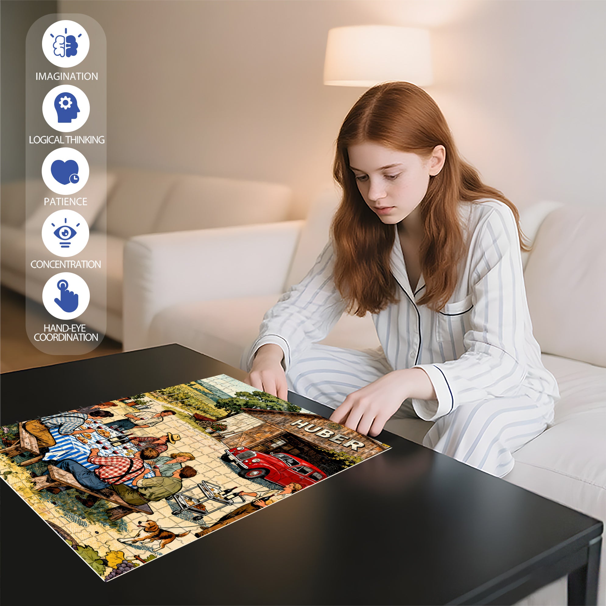 Huber 500pcs/1000pcs Jigsaw Puzzle, Scratch-Resistant, Interactive Family Game & Brain-Boosting DIY Decor, Perfect for Halloween, Christmas & New Year Gifts, Family Puzzle Game
