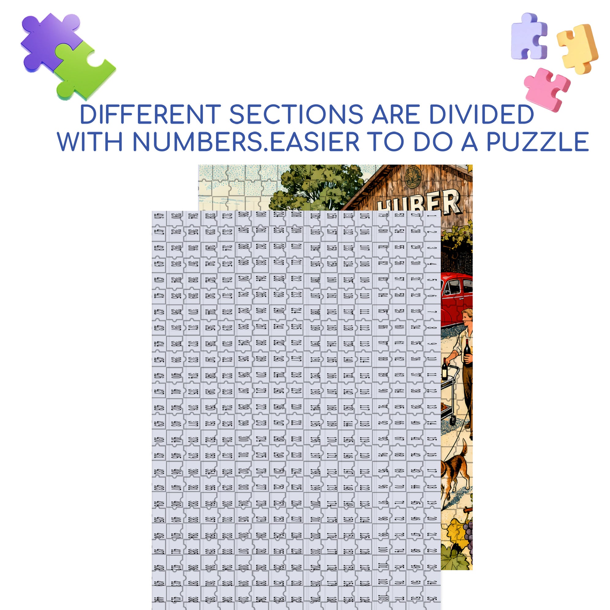 Huber 500pcs/1000pcs Jigsaw Puzzle, Scratch-Resistant, Interactive Family Game & Brain-Boosting DIY Decor, Perfect for Halloween, Christmas & New Year Gifts, Family Puzzle Game