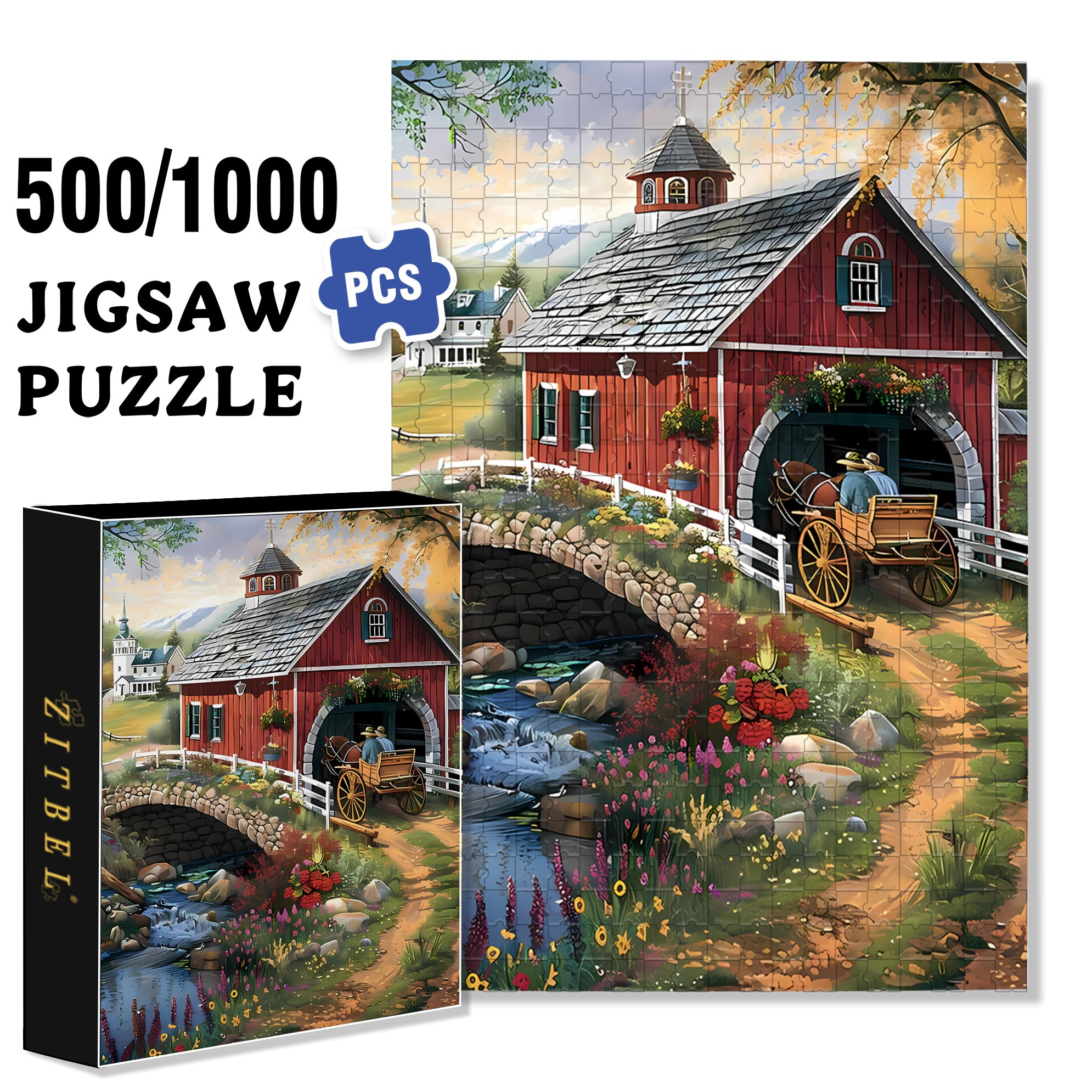 Hurry 500pcs/1000pcs Jigsaw Puzzle, Scratch-Resistant, Interactive Family Game & Brain-Boosting DIY Decor, Perfect for Halloween, Christmas & New Year Gifts, Family Puzzle Game
