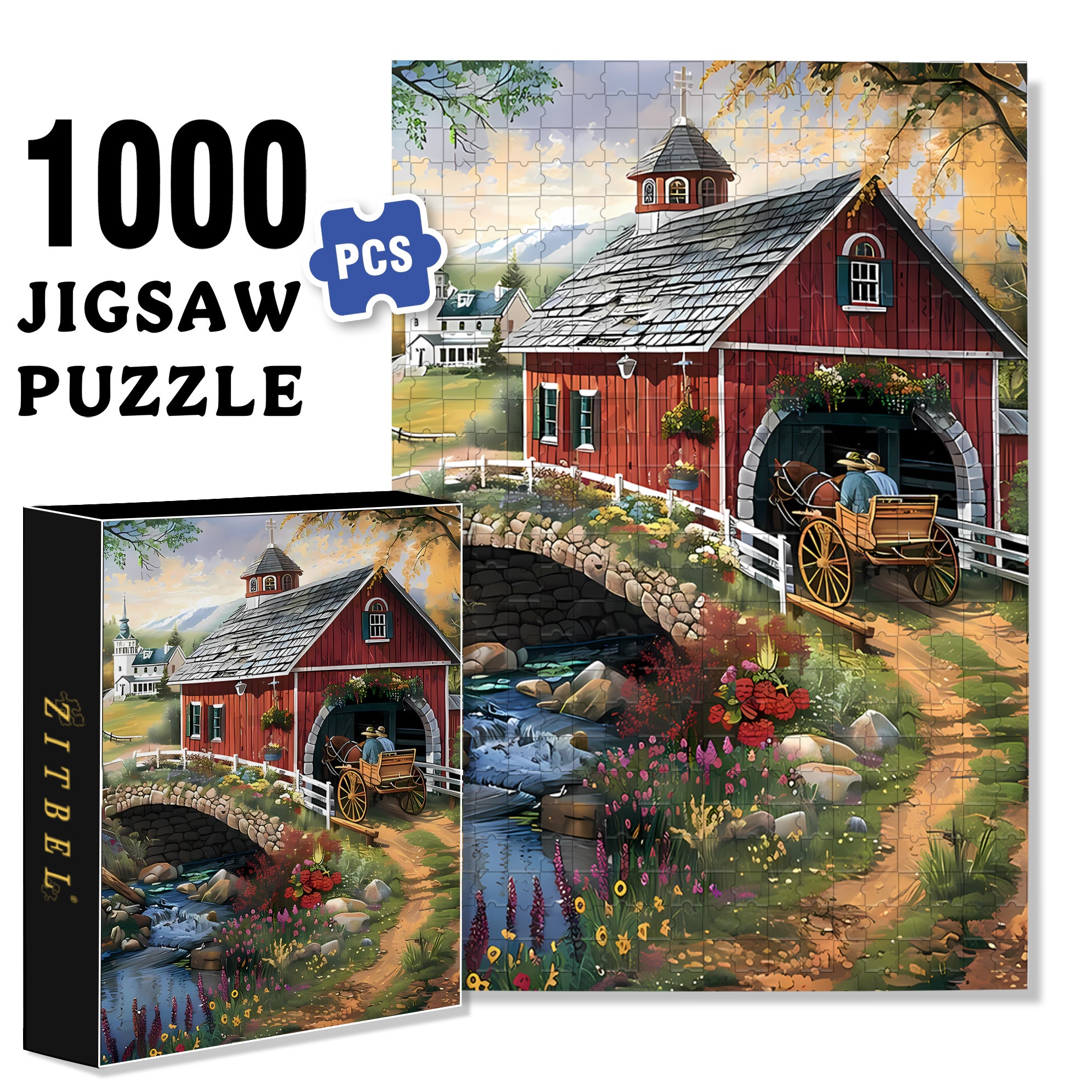 Hurry 500pcs/1000pcs Jigsaw Puzzle, Scratch-Resistant, Interactive Family Game & Brain-Boosting DIY Decor, Perfect for Halloween, Christmas & New Year Gifts, Family Puzzle Game