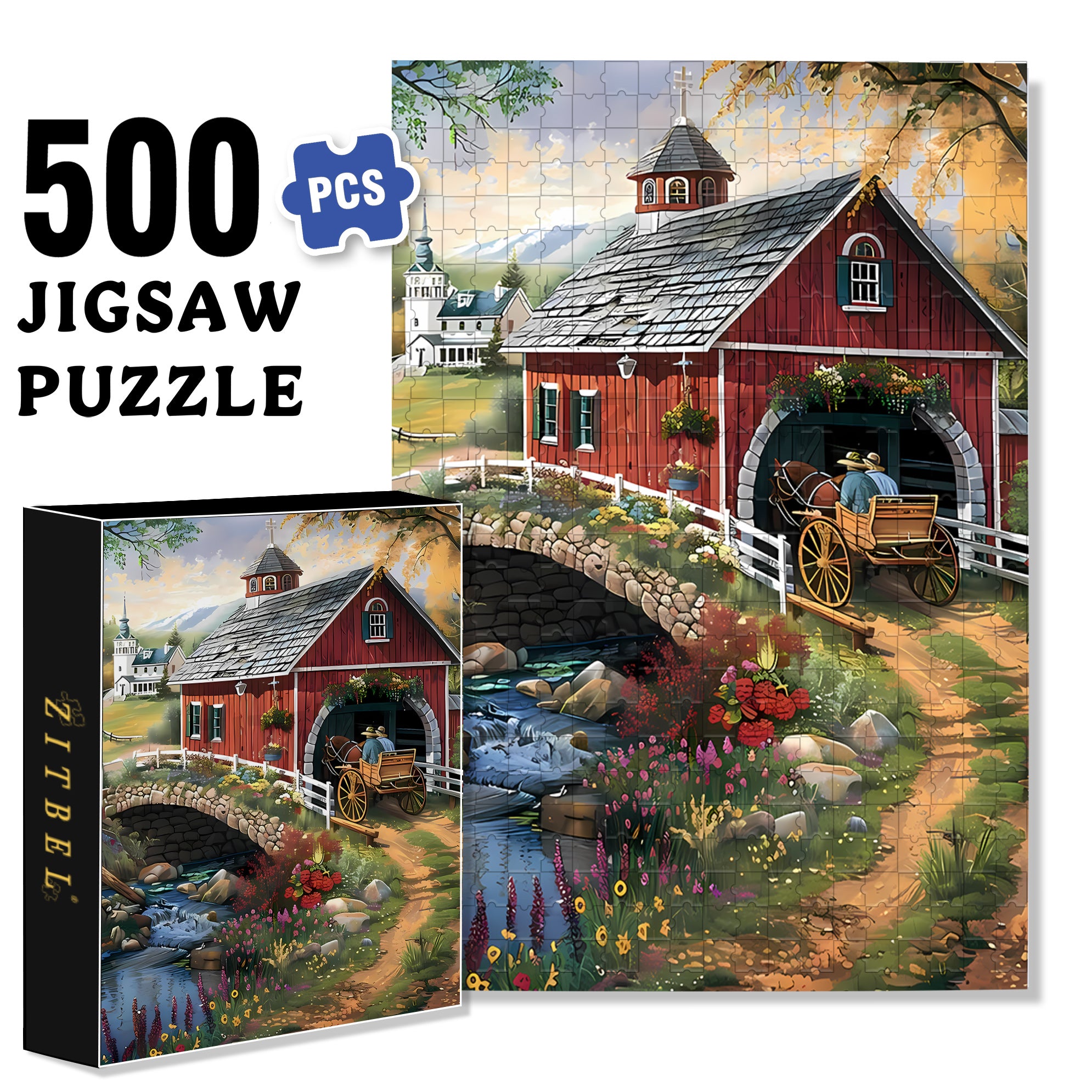 Hurry 500pcs/1000pcs Jigsaw Puzzle, Scratch-Resistant, Interactive Family Game & Brain-Boosting DIY Decor, Perfect for Halloween, Christmas & New Year Gifts, Family Puzzle Game