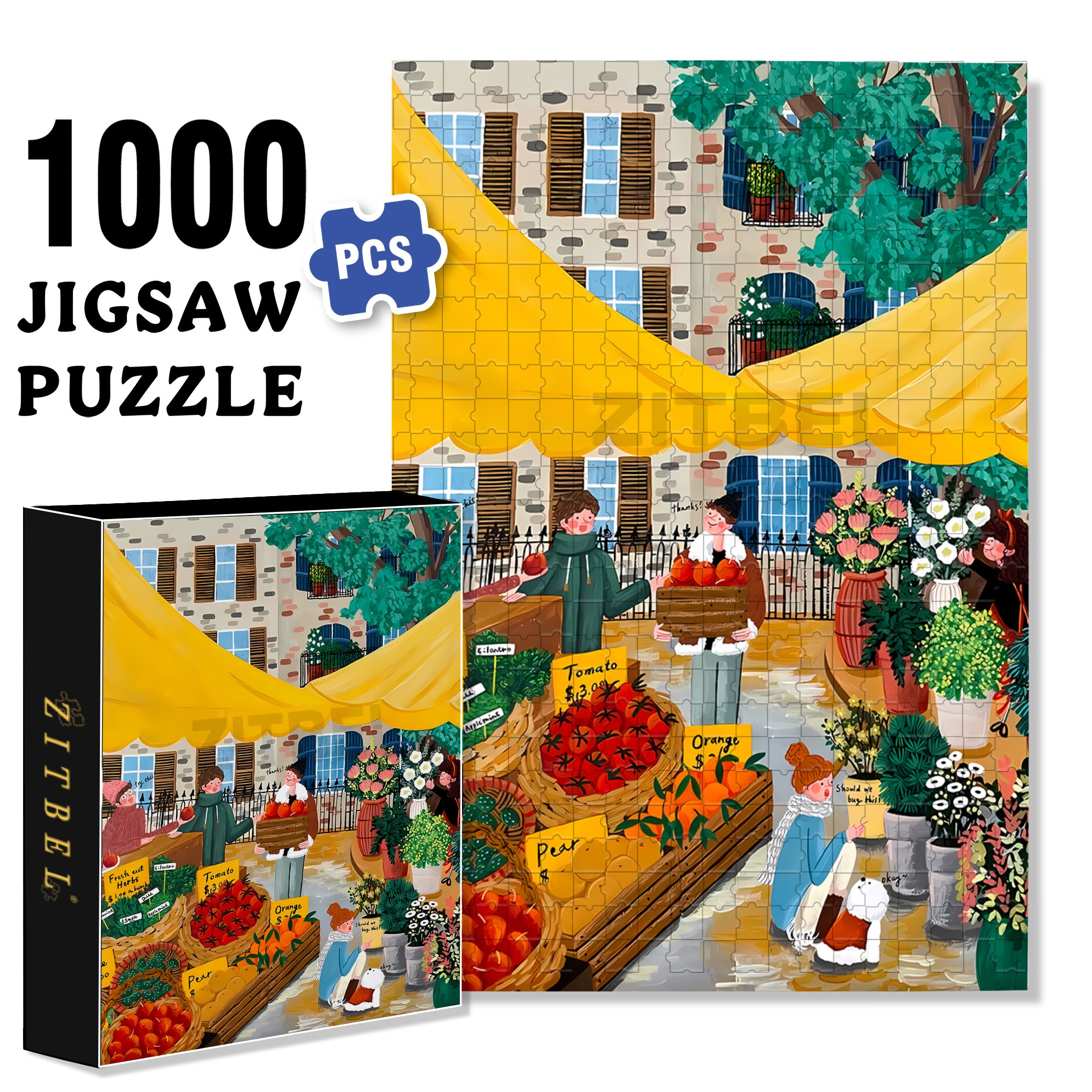 Joy Of Food 500pcs/1000pcs Jigsaw Puzzle, Scratch-Resistant, Interactive Family Game & Brain-Boosting DIY Decor, Perfect for Halloween, Christmas & New Year Gifts, Family Puzzle Game