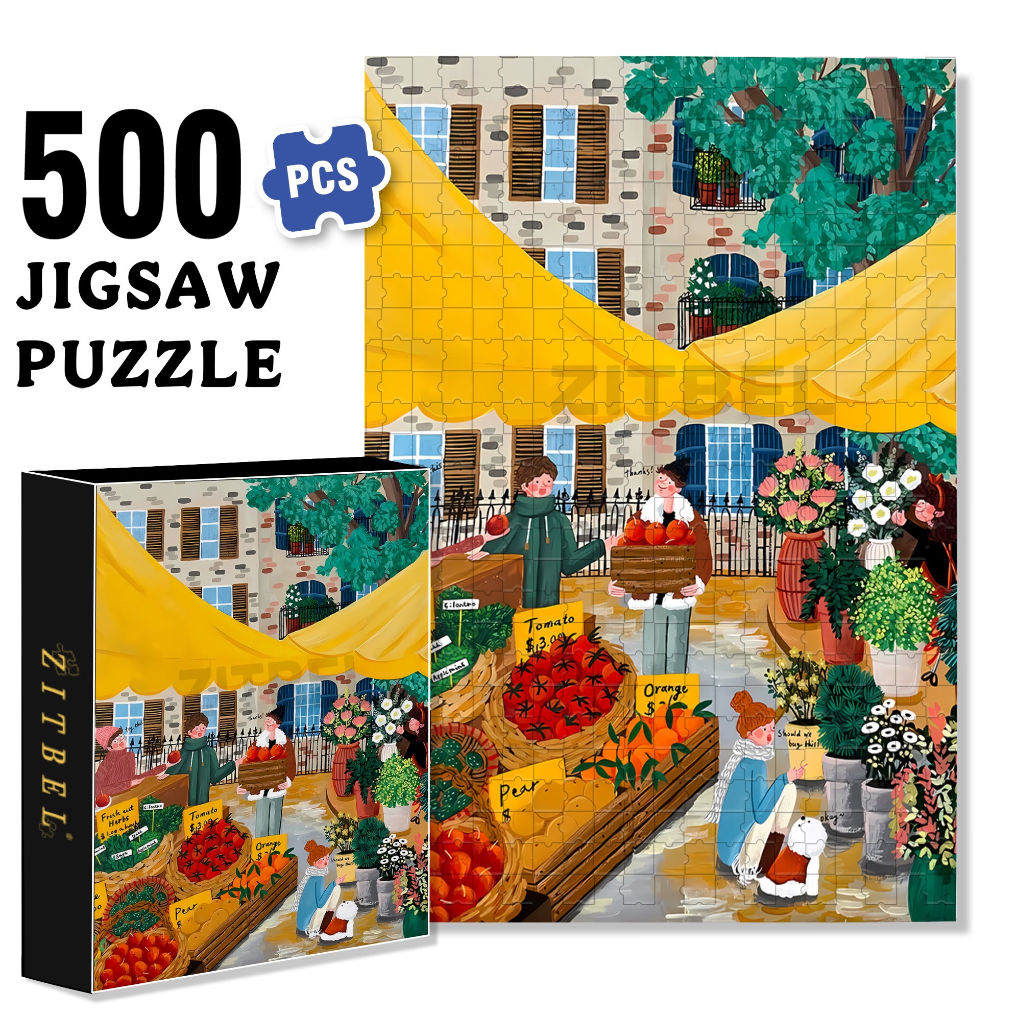 Joy Of Food 500pcs/1000pcs Jigsaw Puzzle, Scratch-Resistant, Interactive Family Game & Brain-Boosting DIY Decor, Perfect for Halloween, Christmas & New Year Gifts, Family Puzzle Game