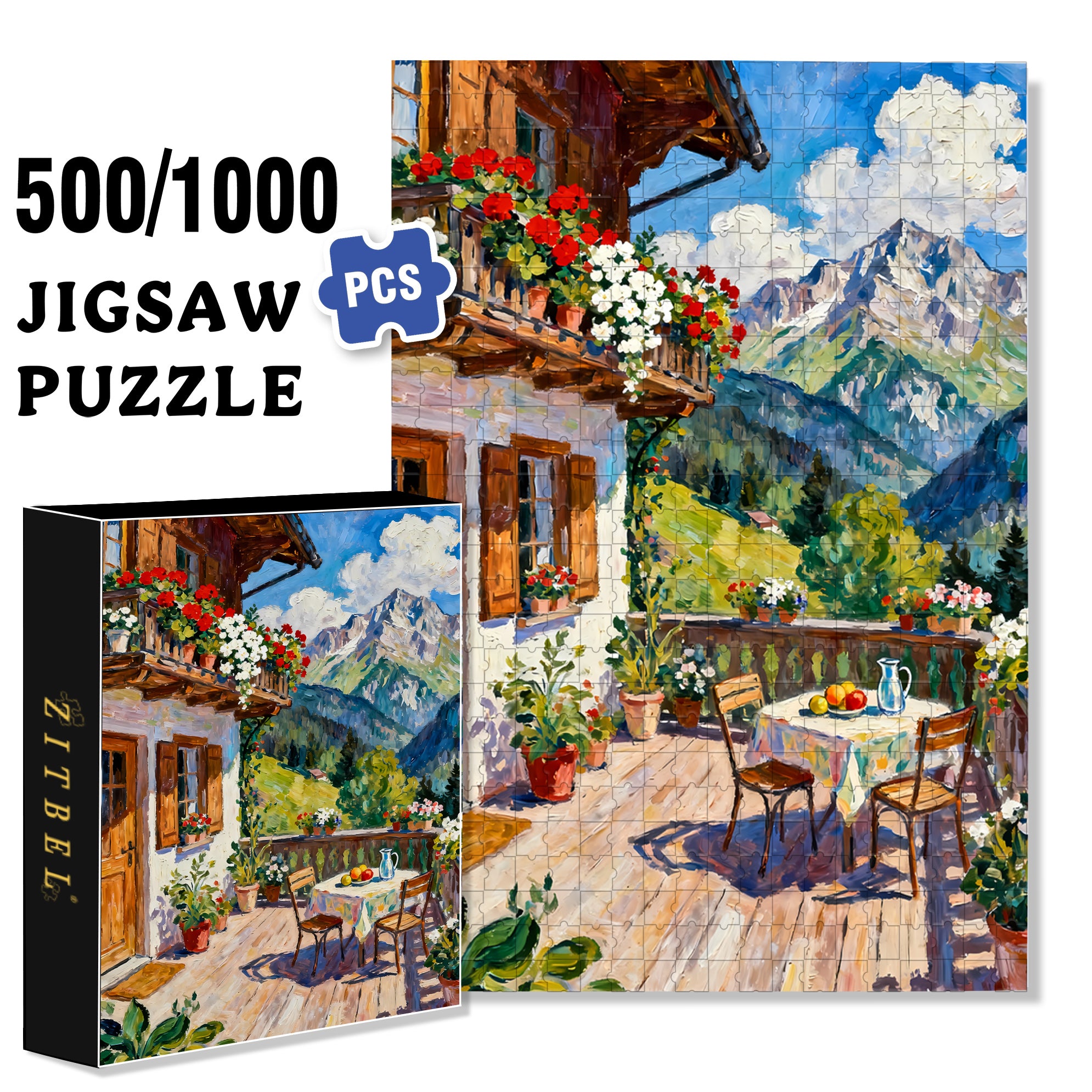 Joy Of Life 500pcs/1000pcs Jigsaw Puzzle, Scratch-Resistant, Interactive Family Game & Brain-Boosting DIY Decor, Perfect for Halloween, Christmas & New Year Gifts, Family Puzzle Game