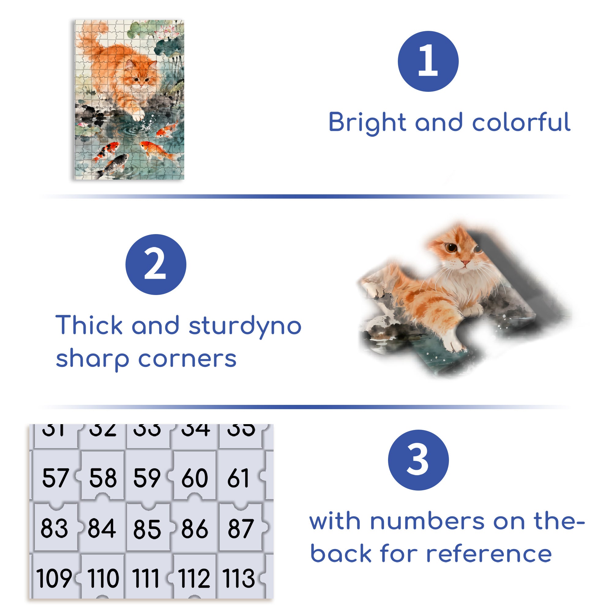 Kitten Catching Fish 500pcs/1000pcs Jigsaw Puzzle, Scratch-Resistant, Interactive Family Game & Brain-Boosting DIY Decor, Perfect for Halloween, Christmas & New Year Gifts, Family Puzzle Game