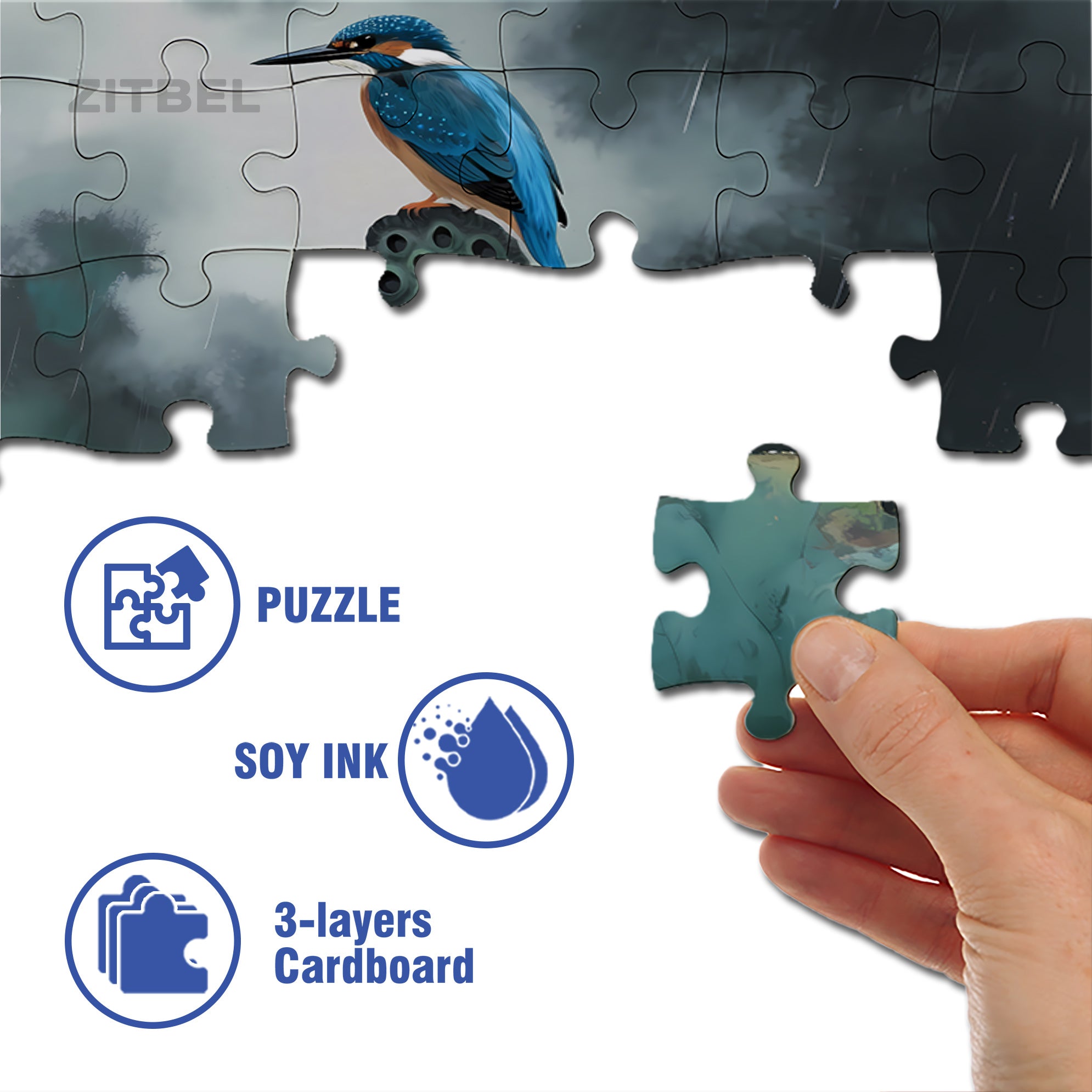 Lotus In The Rain 500pcs/1000pcs Jigsaw Puzzle, Scratch-Resistant, Interactive Family Game & Brain-Boosting DIY Decor, Perfect for Halloween, Christmas & New Year Gifts, Family Puzzle Game