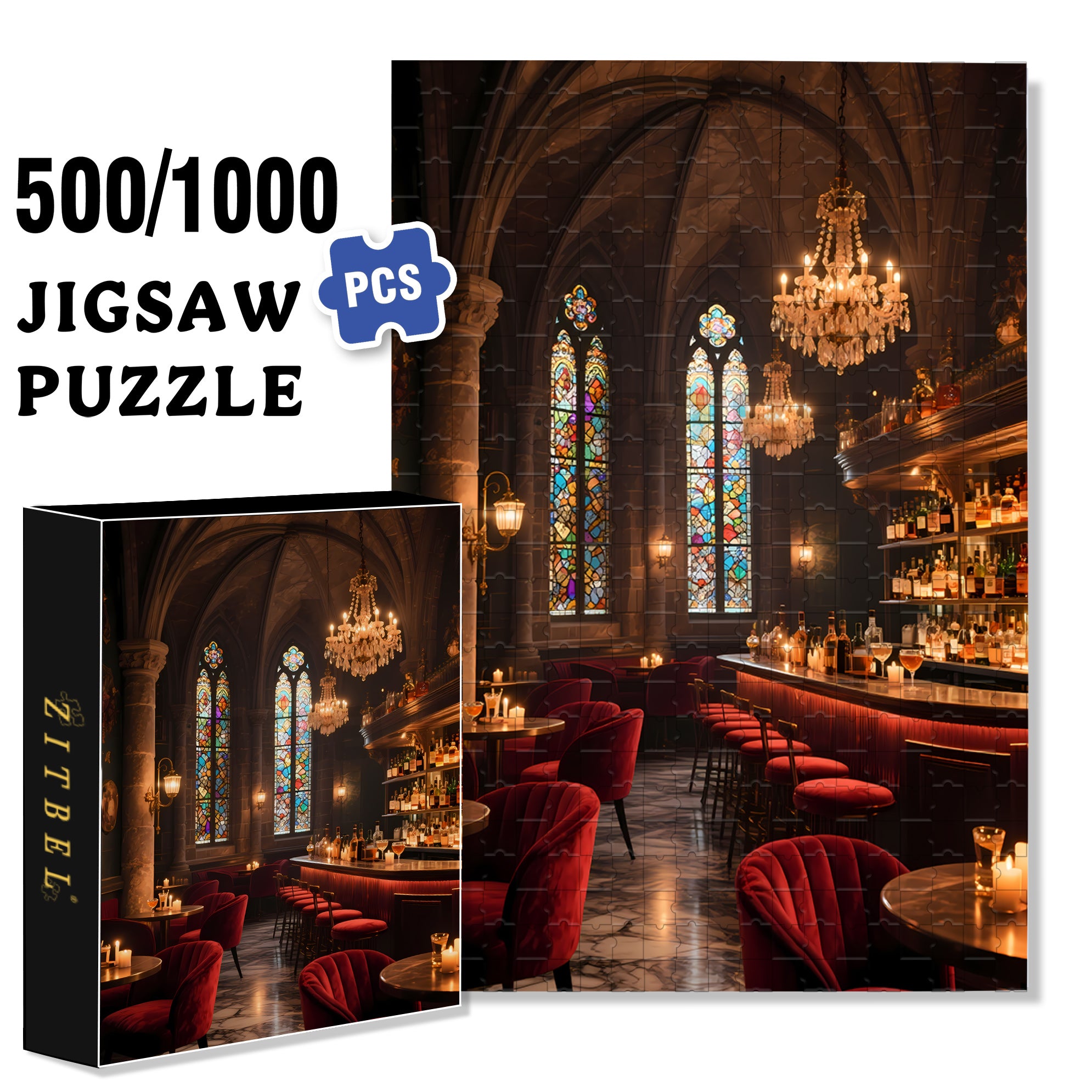 Lounge 500pcs/1000pcs Jigsaw Puzzle, Scratch-Resistant, Interactive Family Game & Brain-Boosting DIY Decor, Perfect for Halloween, Christmas & New Year Gifts, Family Puzzle Game