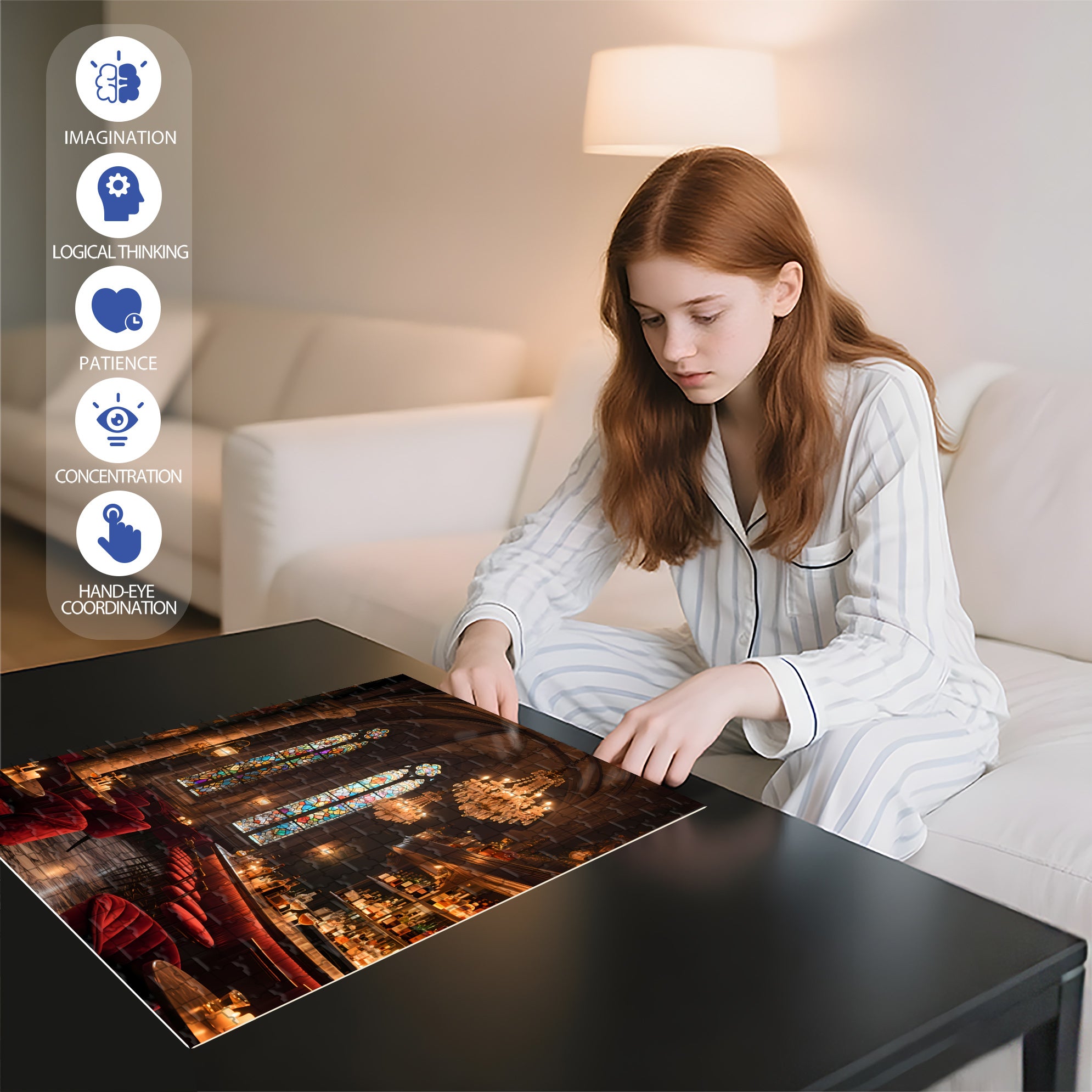 Lounge 500pcs/1000pcs Jigsaw Puzzle, Scratch-Resistant, Interactive Family Game & Brain-Boosting DIY Decor, Perfect for Halloween, Christmas & New Year Gifts, Family Puzzle Game