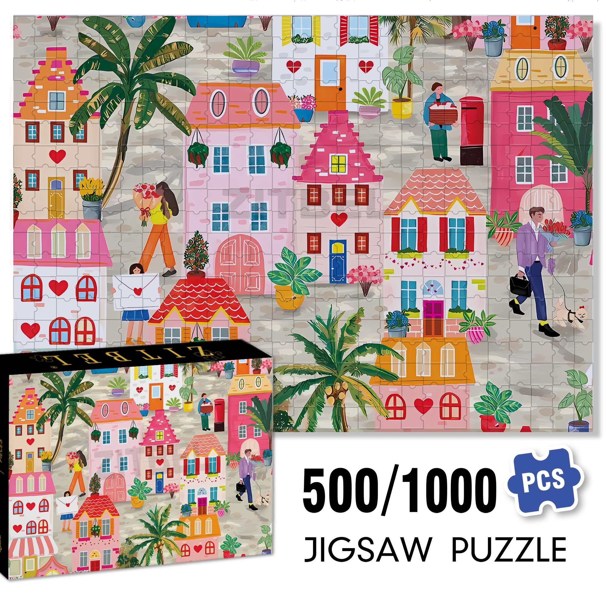 Love Is The Air 500pcs/1000pcs Jigsaw Puzzle, Scratch-Resistant, Interactive Family Game & Brain-Boosting DIY Decor, Perfect for Halloween, Christmas & New Year Gifts, Family Puzzle Game