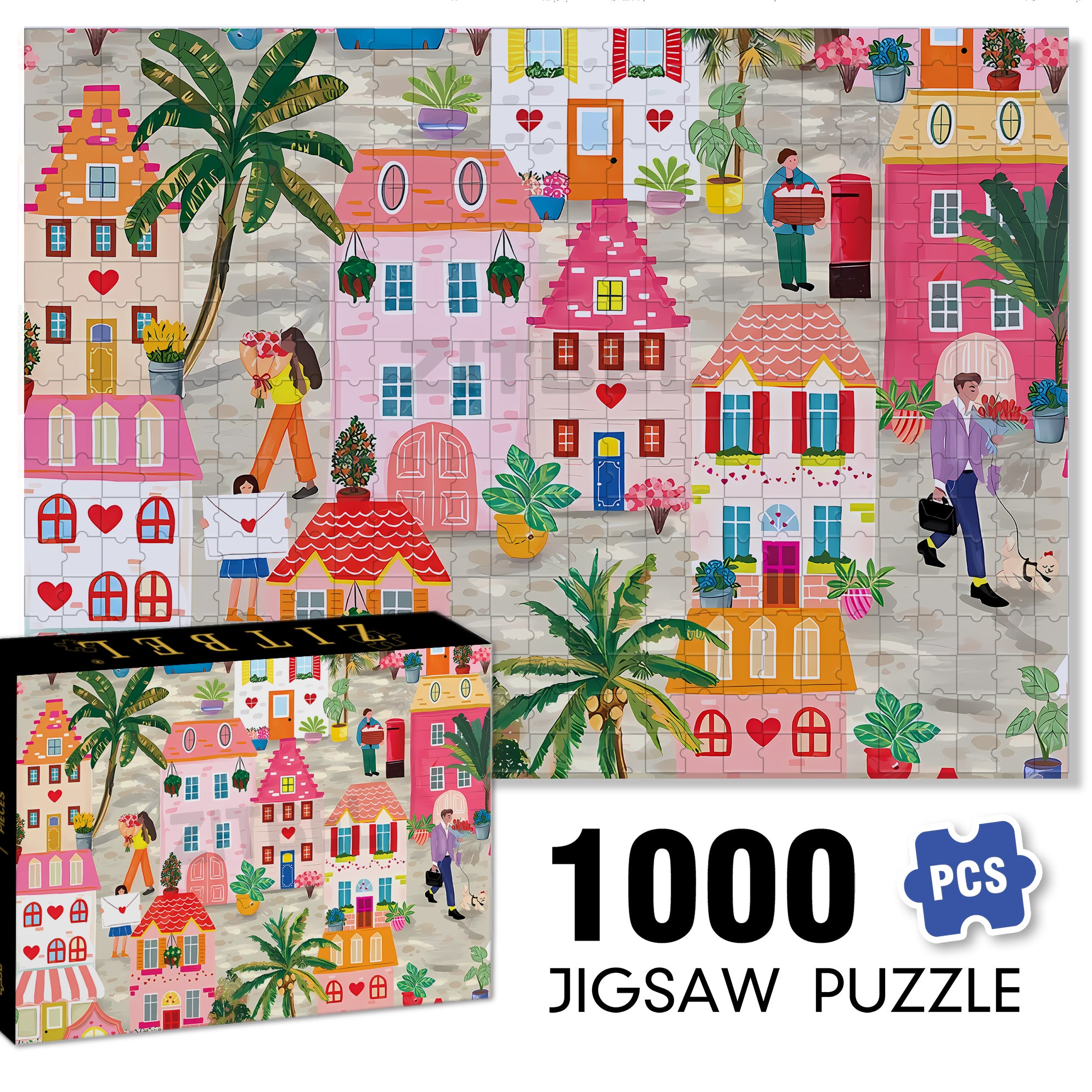 Love Is The Air 500pcs/1000pcs Jigsaw Puzzle, Scratch-Resistant, Interactive Family Game & Brain-Boosting DIY Decor, Perfect for Halloween, Christmas & New Year Gifts, Family Puzzle Game