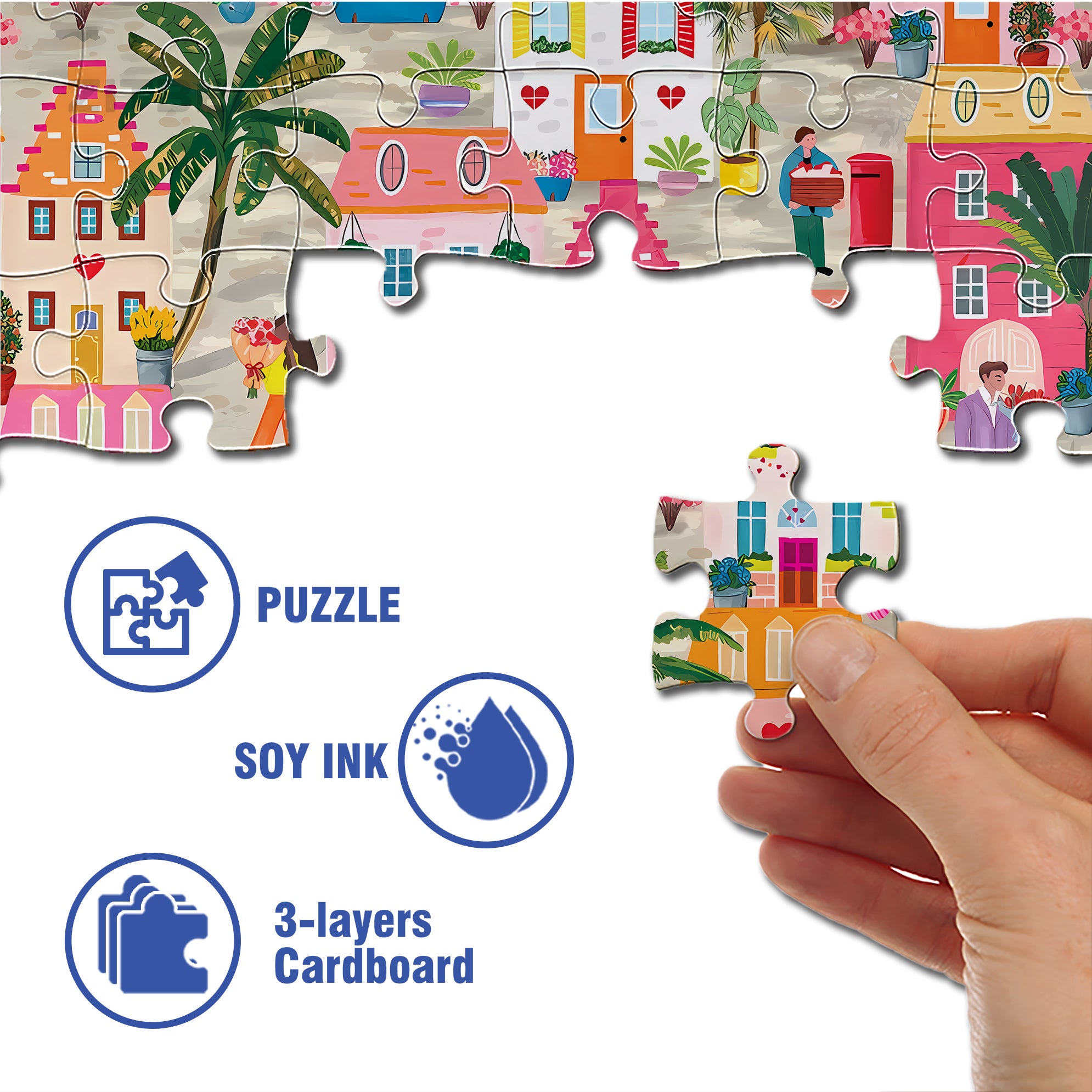 Love Is The Air 500pcs/1000pcs Jigsaw Puzzle, Scratch-Resistant, Interactive Family Game & Brain-Boosting DIY Decor, Perfect for Halloween, Christmas & New Year Gifts, Family Puzzle Game